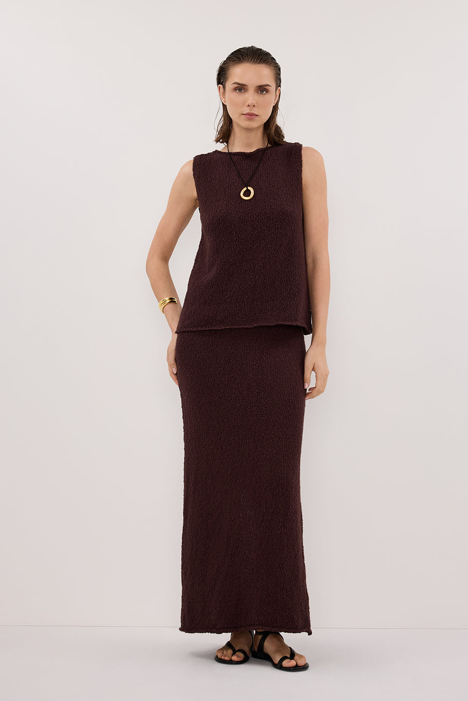 DINA CHOC KNIT MIDI SKIRT