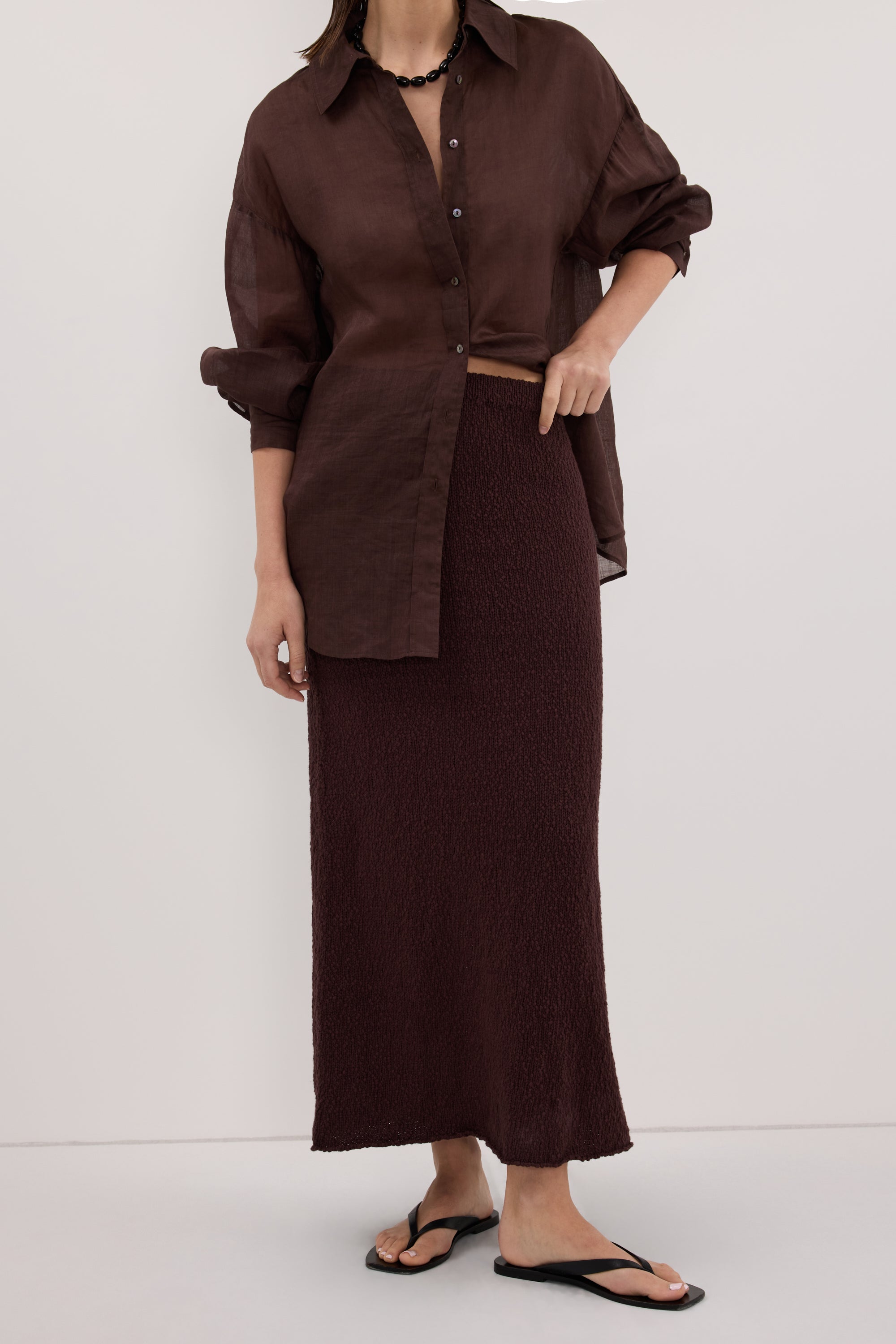 DINA CHOC KNIT MIDI SKIRT