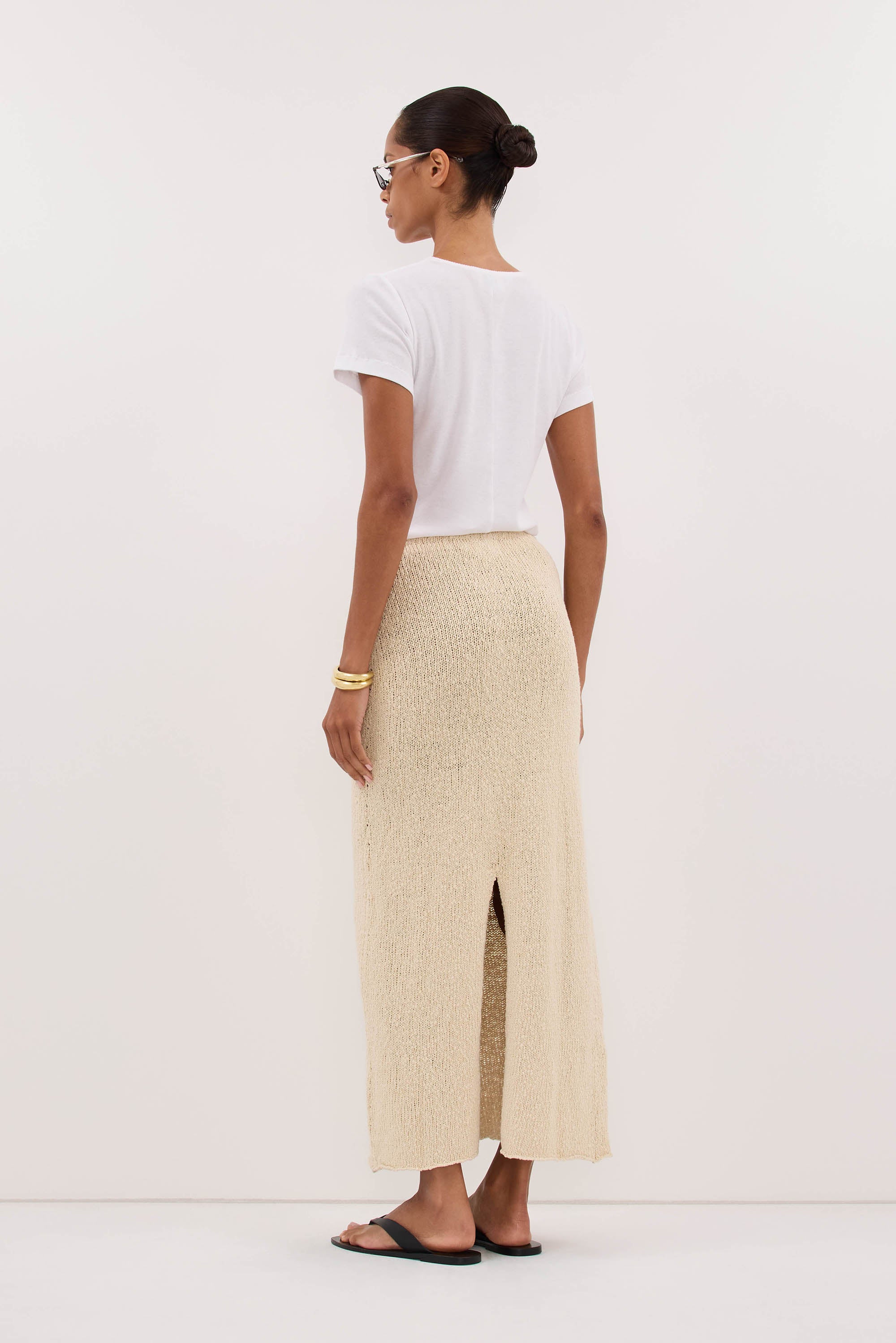 DINA NATURAL KNIT MIDI SKIRT