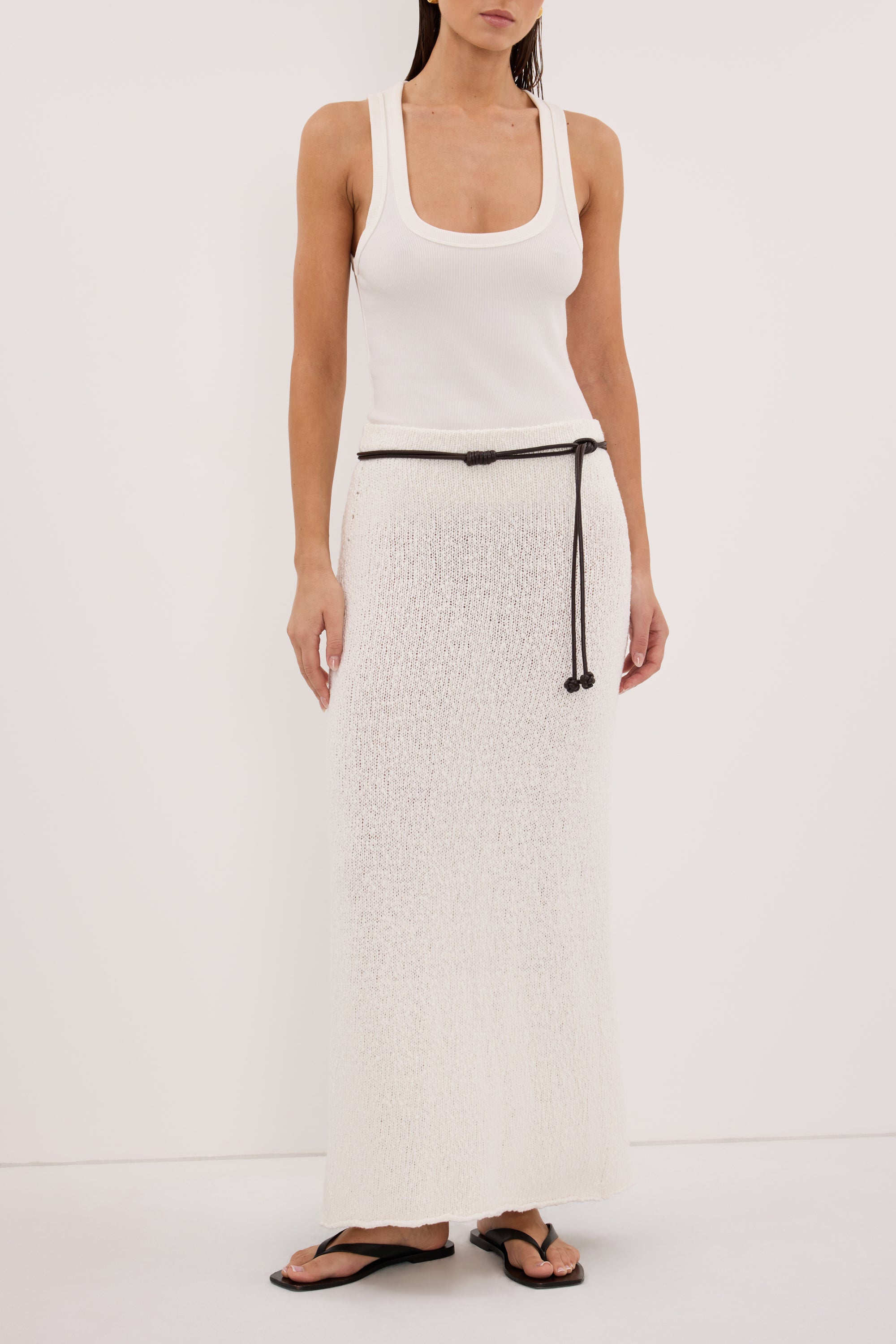 DINA OFF WHITE KNIT MIDI SKIRT