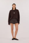 ASPEN CHOC STRIPE KNIT SHORT