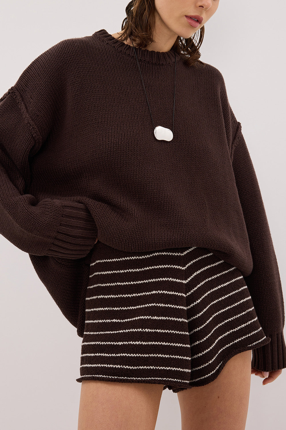 ASPEN CHOC STRIPE KNIT SHORT