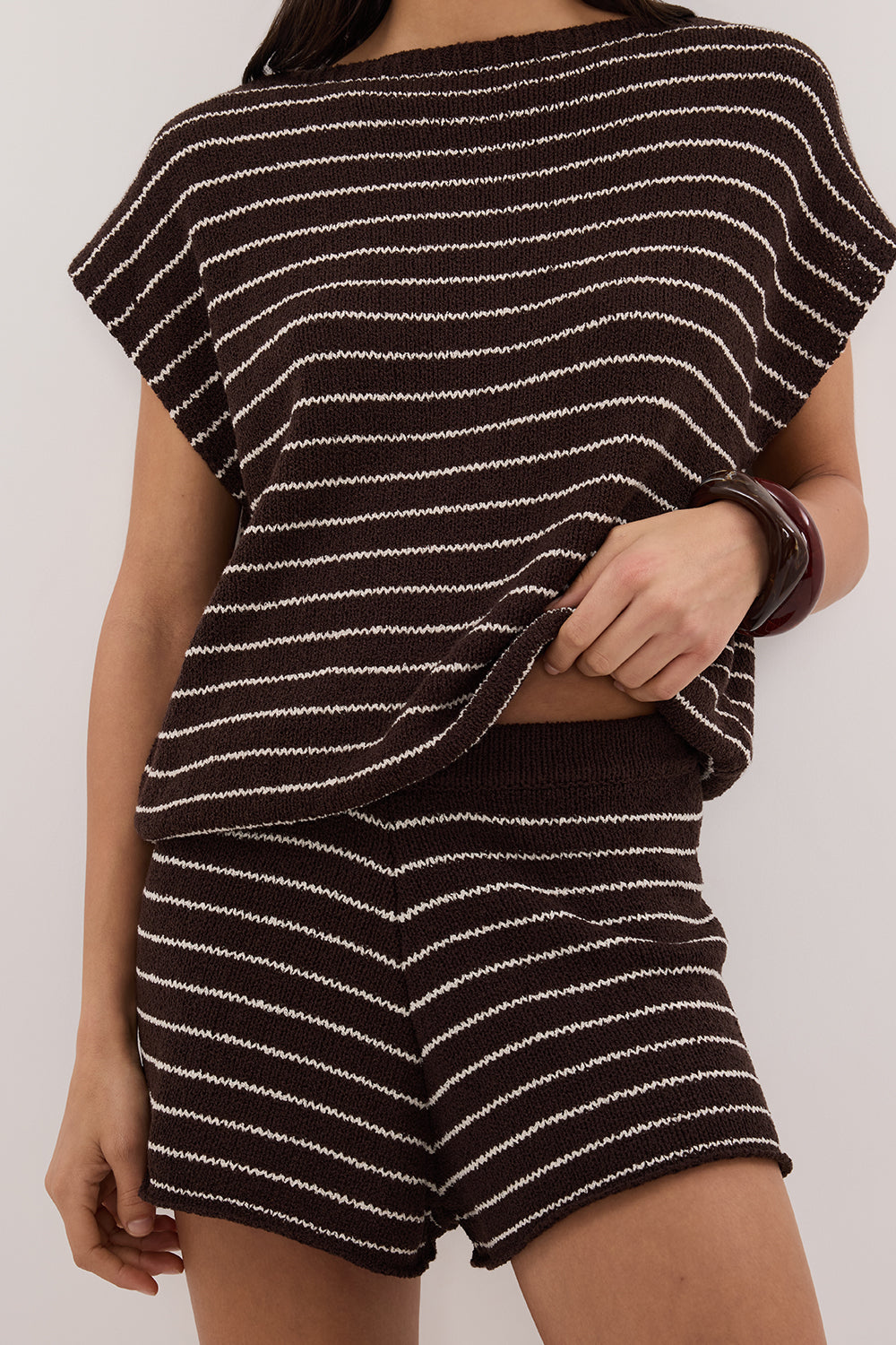 ASPEN CHOC STRIPE KNIT SHORT