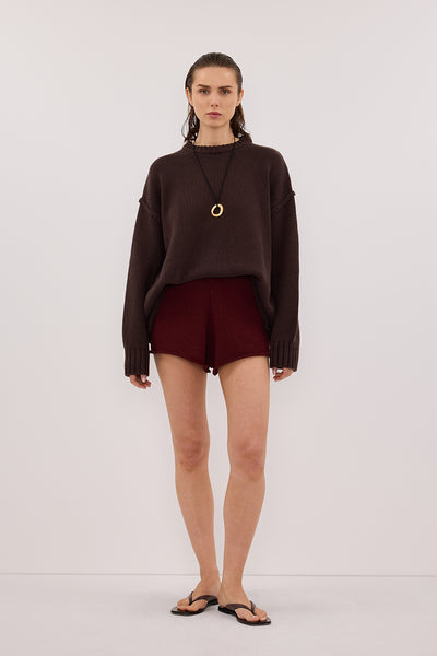 Stas wearing ASPEN SANGRIA KNIT SHORT