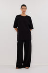 OLIVIA BLACK WIDE LEG KNIT PANT