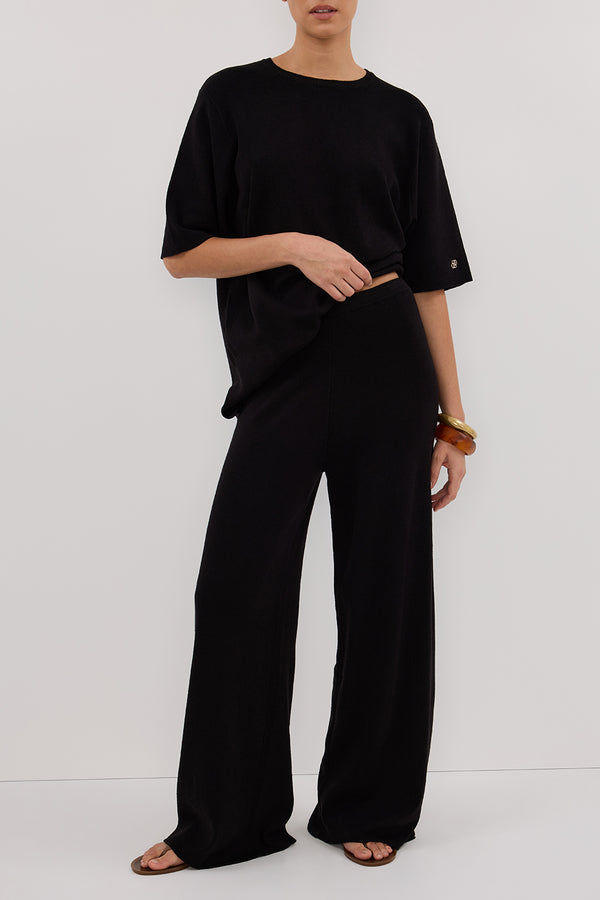 OLIVIA BLACK WIDE LEG KNIT PANT