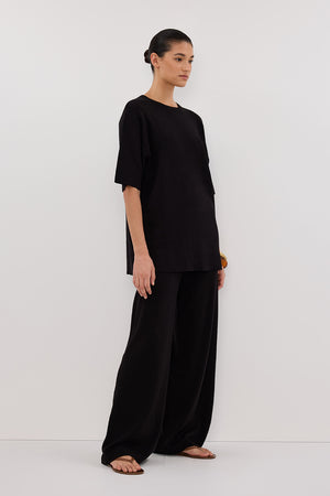 OLIVIA BLACK WIDE LEG KNIT PANT