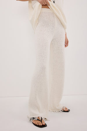 SUE OFF WHITE FRINGE KNIT PANT