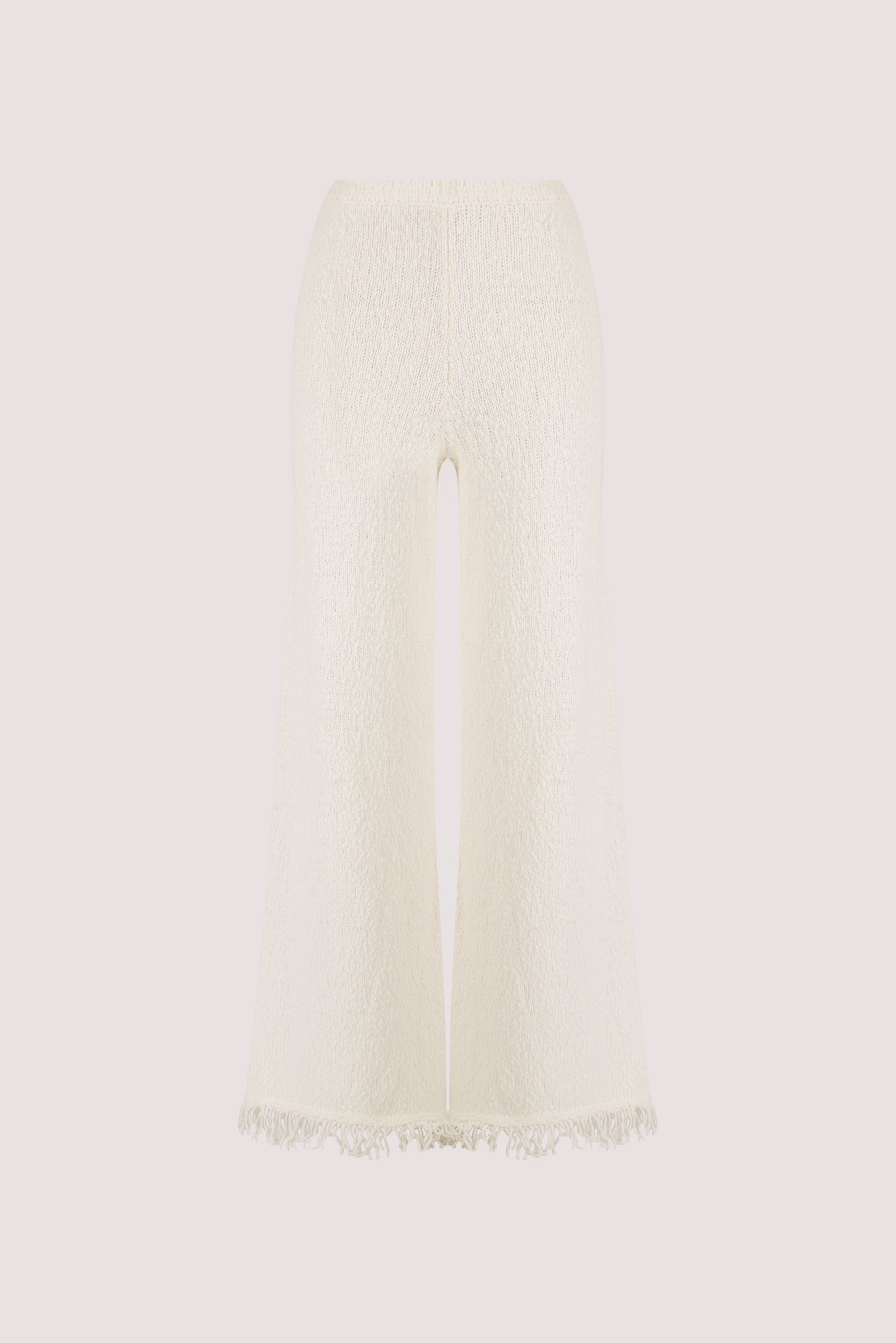 SUE OFF WHITE FRINGE KNIT PANT – DISSH