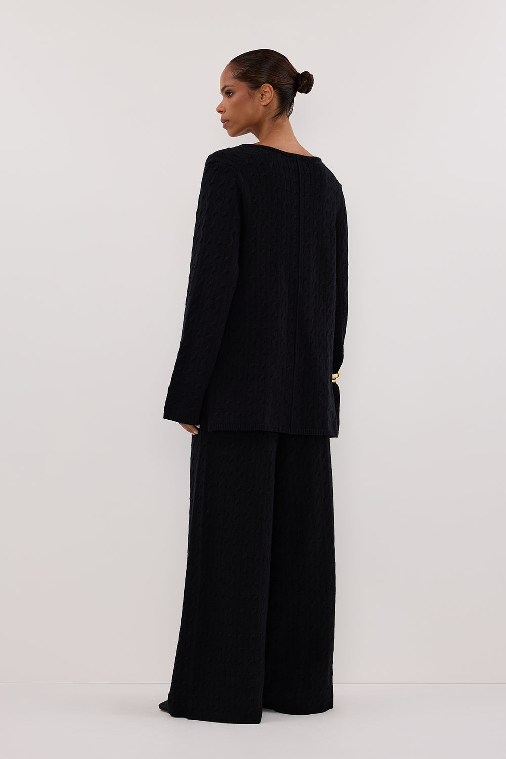 MAREN BLACK CABLE KNIT PANT