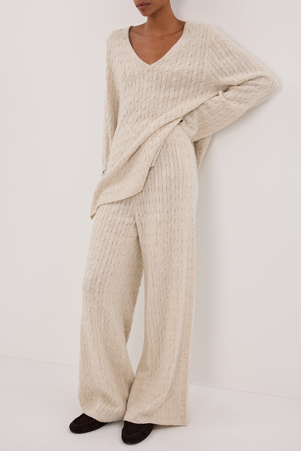 MAREN CHALK CABLE KNIT PANT