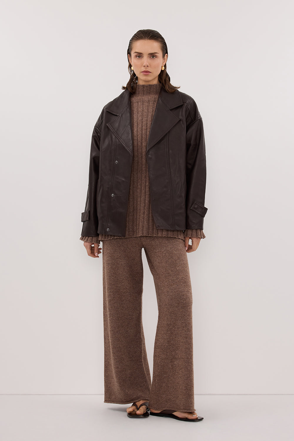 TUCSON MOCHA WIDE LEG KNIT PANT – DISSH