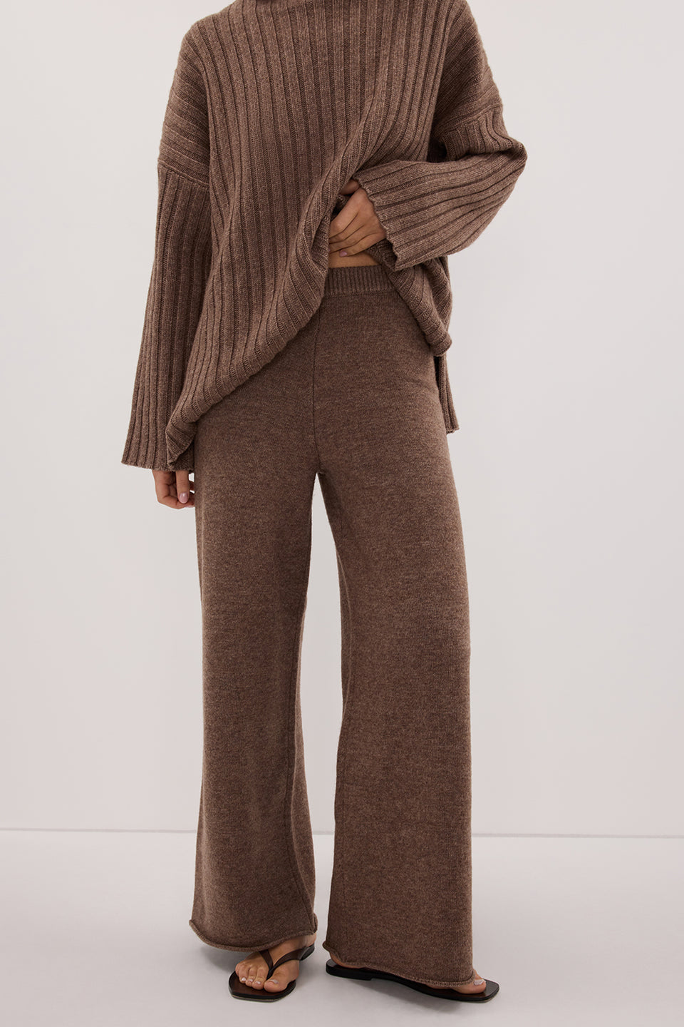 TUCSON MOCHA WIDE LEG KNIT PANT