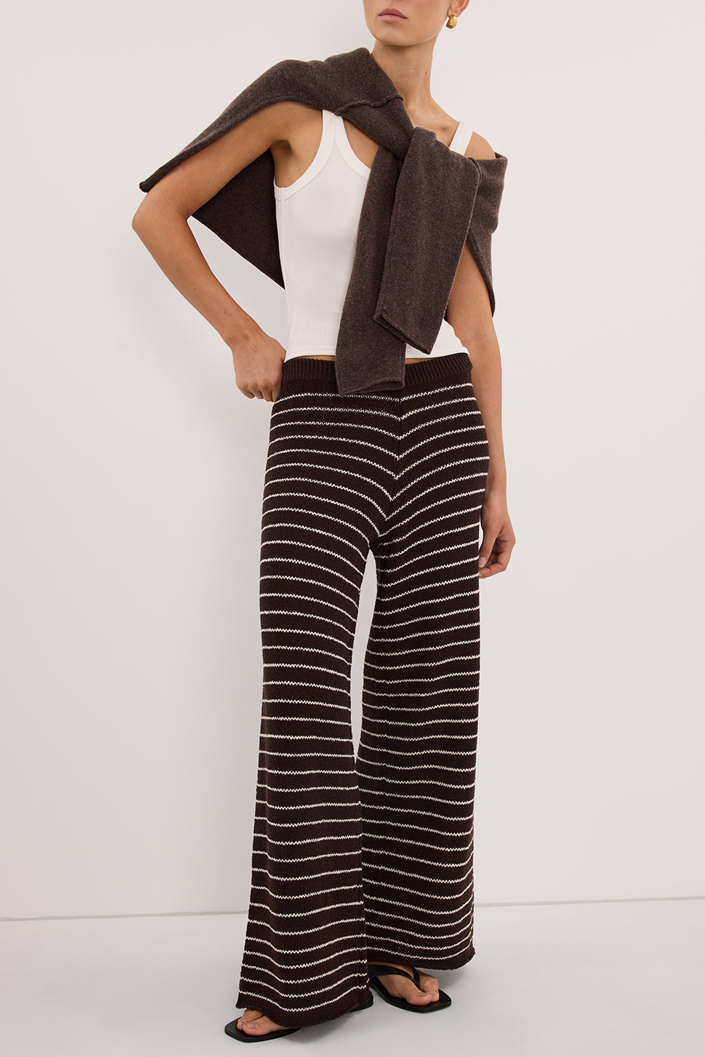 ASPEN CHOC STRIPE KNIT PANT