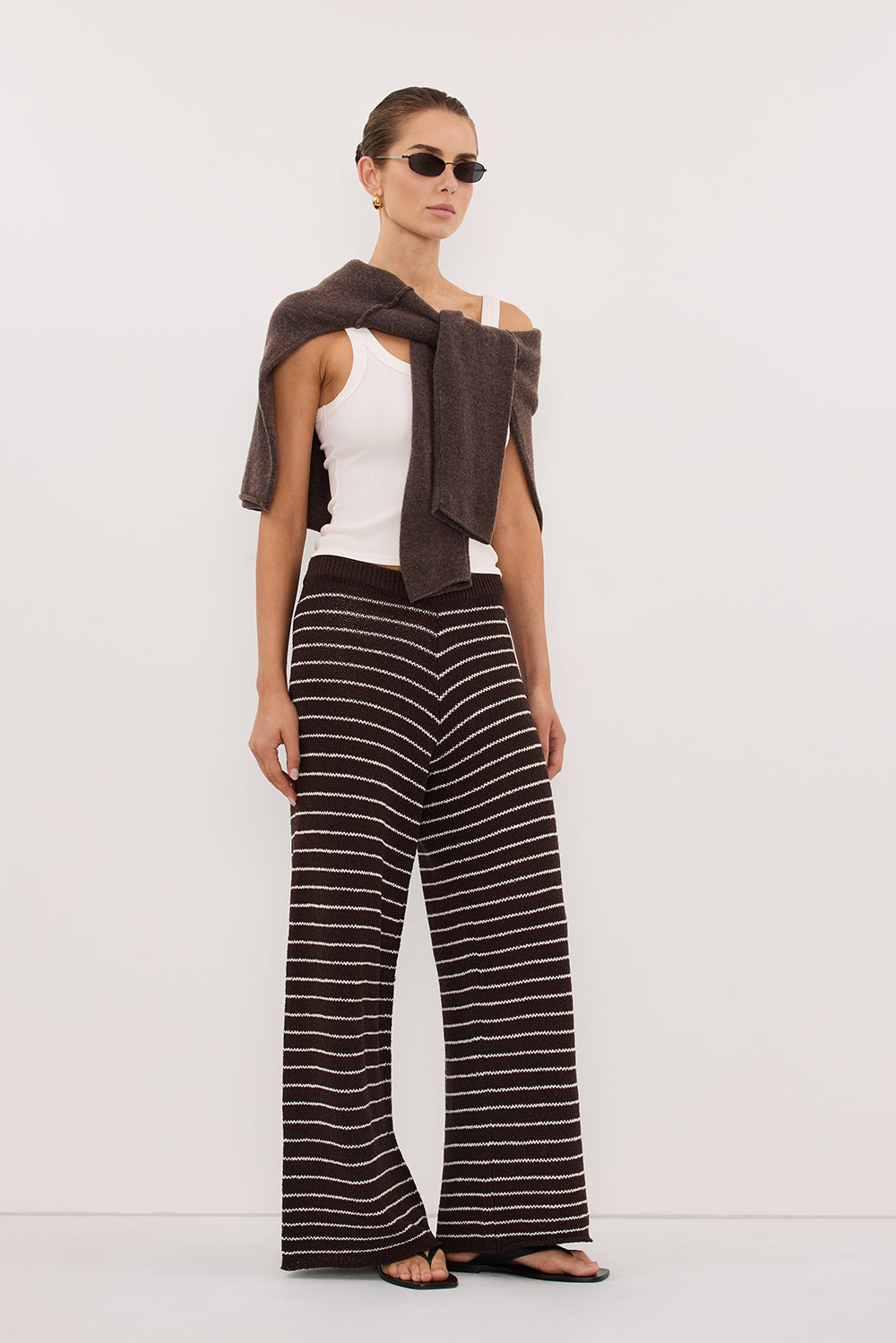 ASPEN CHOC STRIPE KNIT PANT