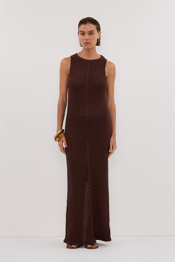 BLOOM CHOC CROCHET KNIT MAXI DRESS