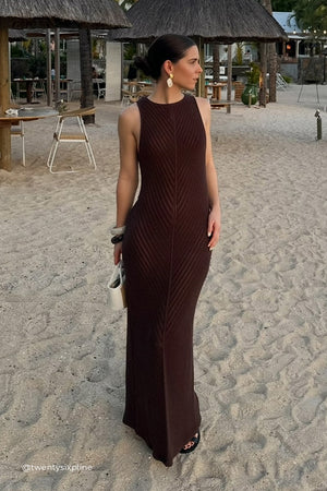 BLOOM CHOC CROCHET KNIT MAXI DRESS