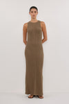 BLOOM OLIVE CROCHET KNIT MAXI DRESS