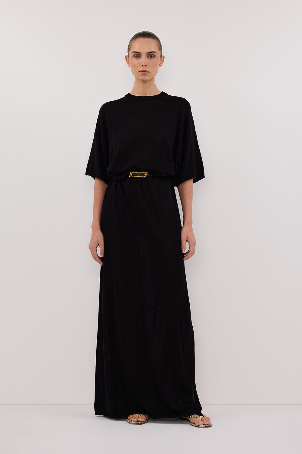 JACKI BLACK OVERSIZED SLEEVED KNIT MAXI DRESS – DISSH