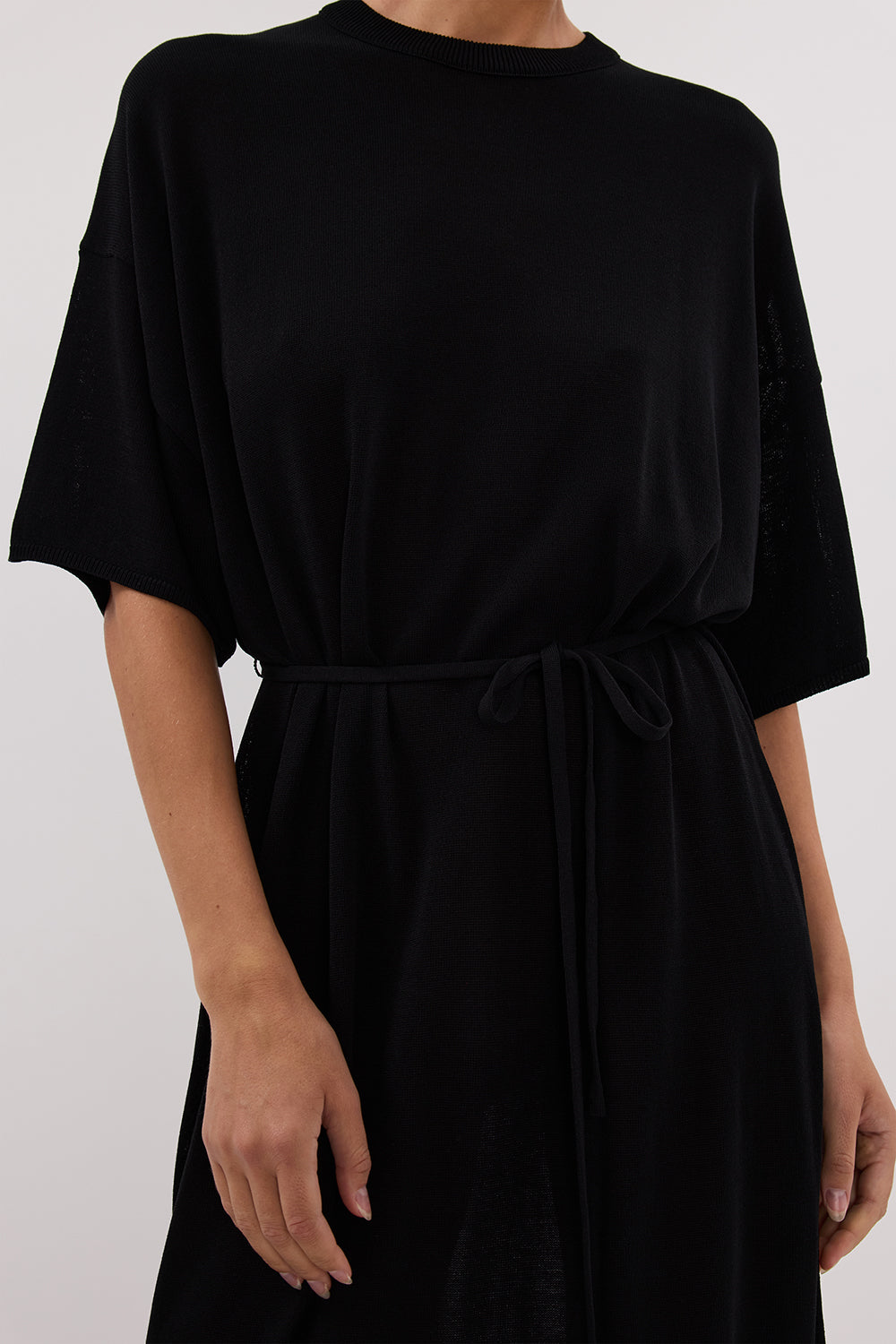 open lace back dress JACKI BLACK OVERSIZED SLEEVED KNIT MAXI DRESS – DISSH