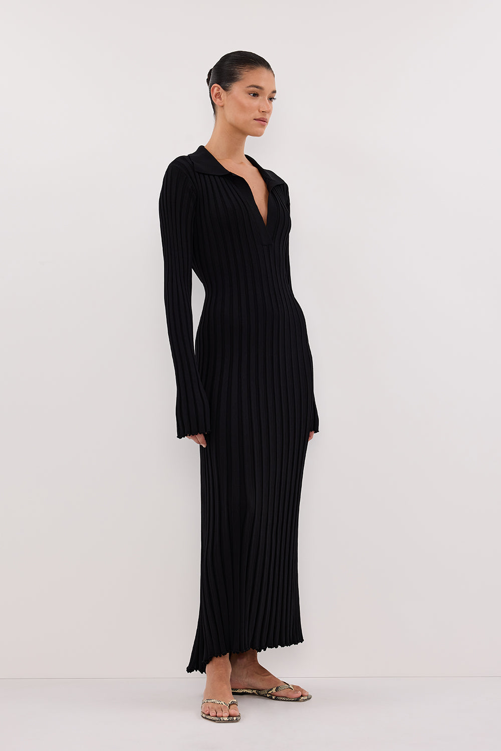 HAL BLACK LONG SLEEVE MIDI DRESS DISSH HAL BLACK LONG SLEEVE MIDI DRESS DISSH