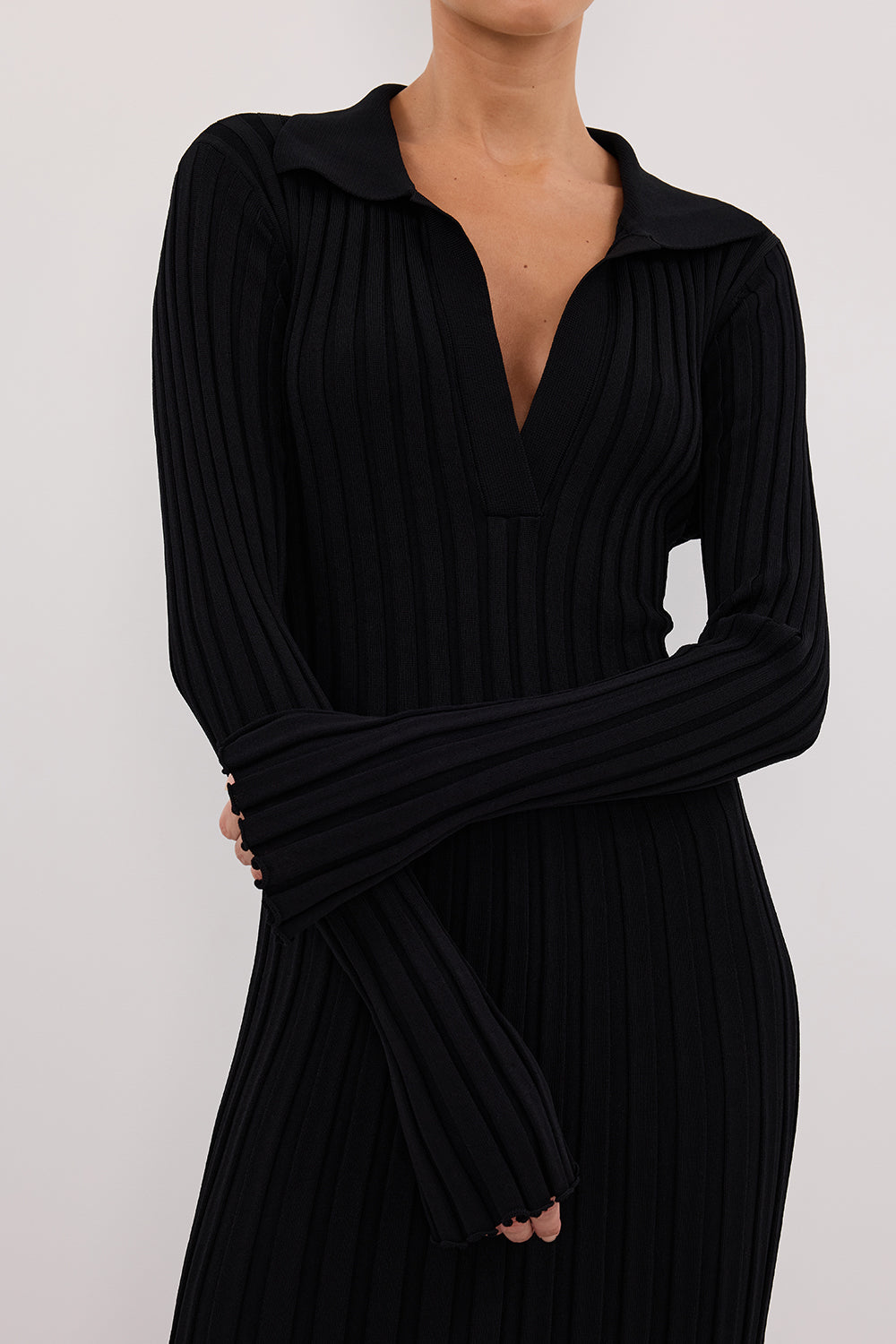 HAL BLACK LONG SLEEVE MIDI DRESS DISSH HAL BLACK LONG SLEEVE MIDI DRESS DISSH