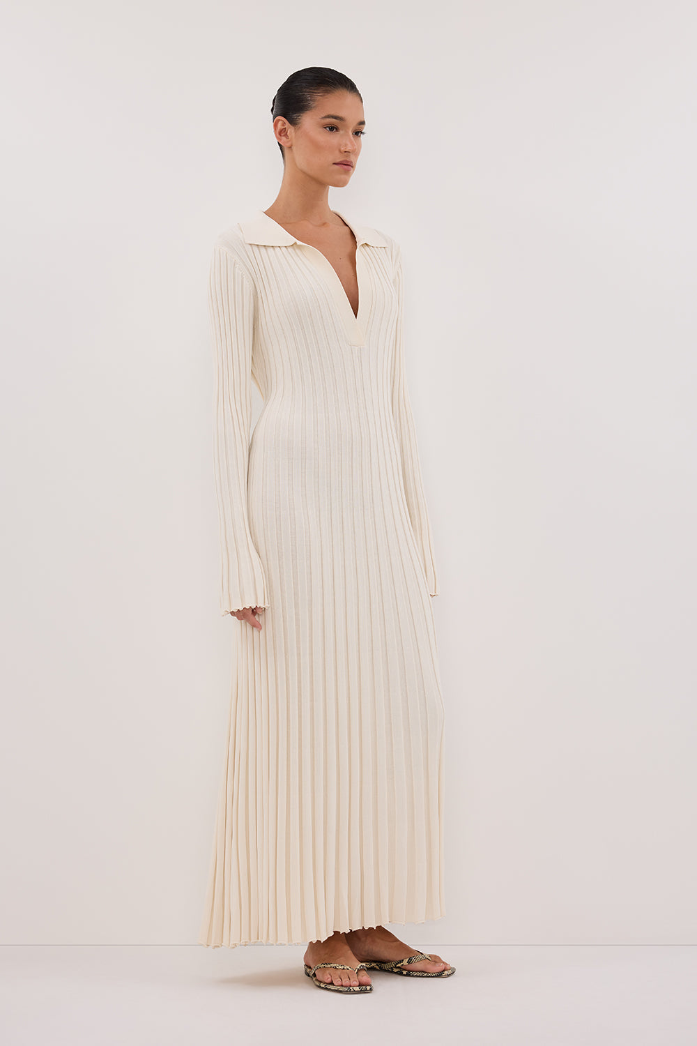 long sleeve knit midi dress Ethereal Brown Turn heads in this sleek long sleeve midi dress Maje Women's Knit Maxi Dress