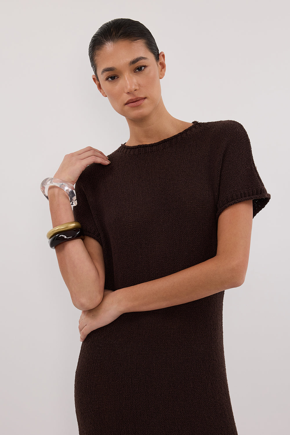 ERIN CHOC KNIT MAXI DRESS  DISSH