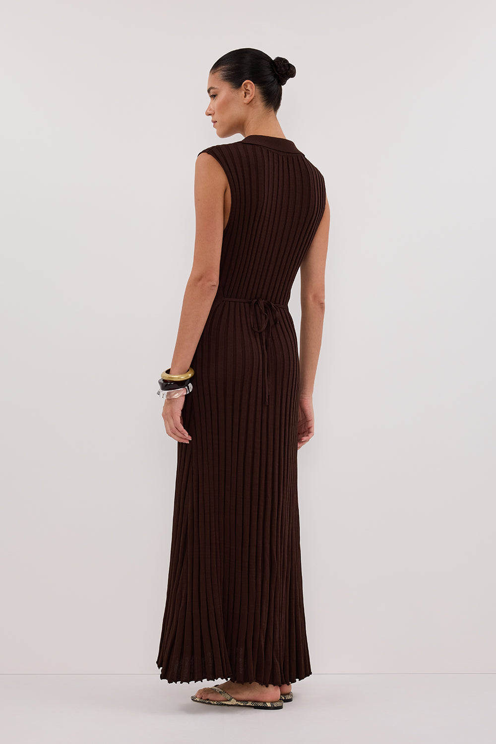 HAL CHOC SLEEVELESS KNIT MAXI DRESS