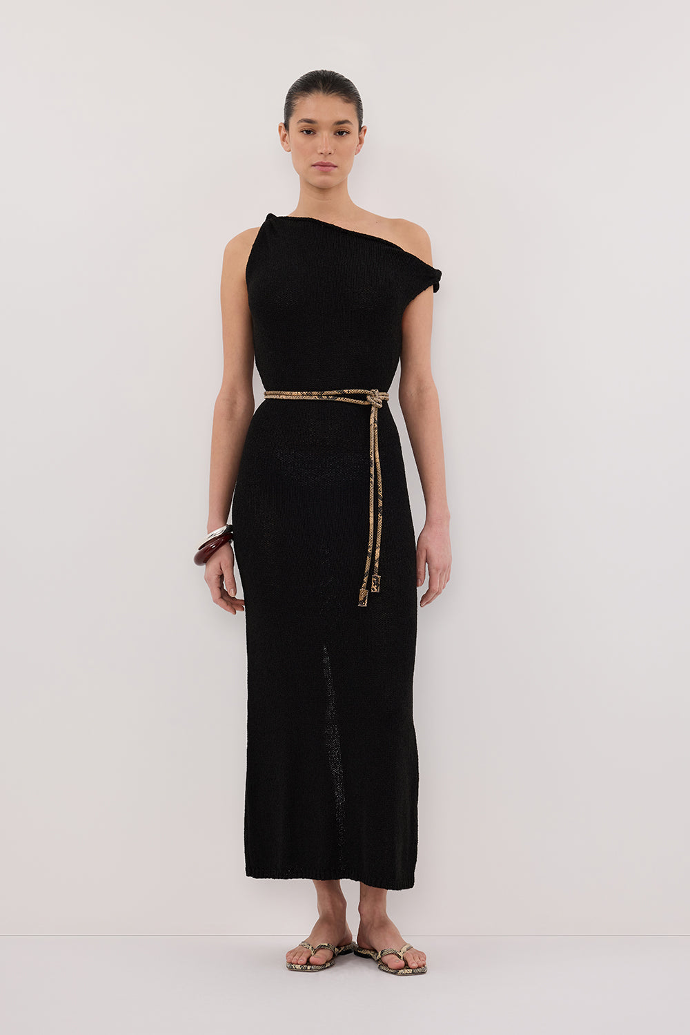 Kara Knit Sleeveless Midi Dress in Black By DISSH