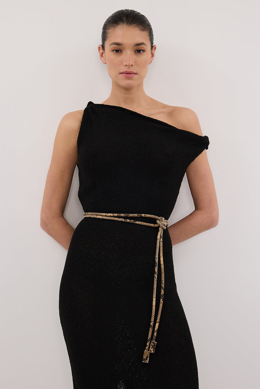 Kara Knit Sleeveless Midi Dress in Black by Dissh