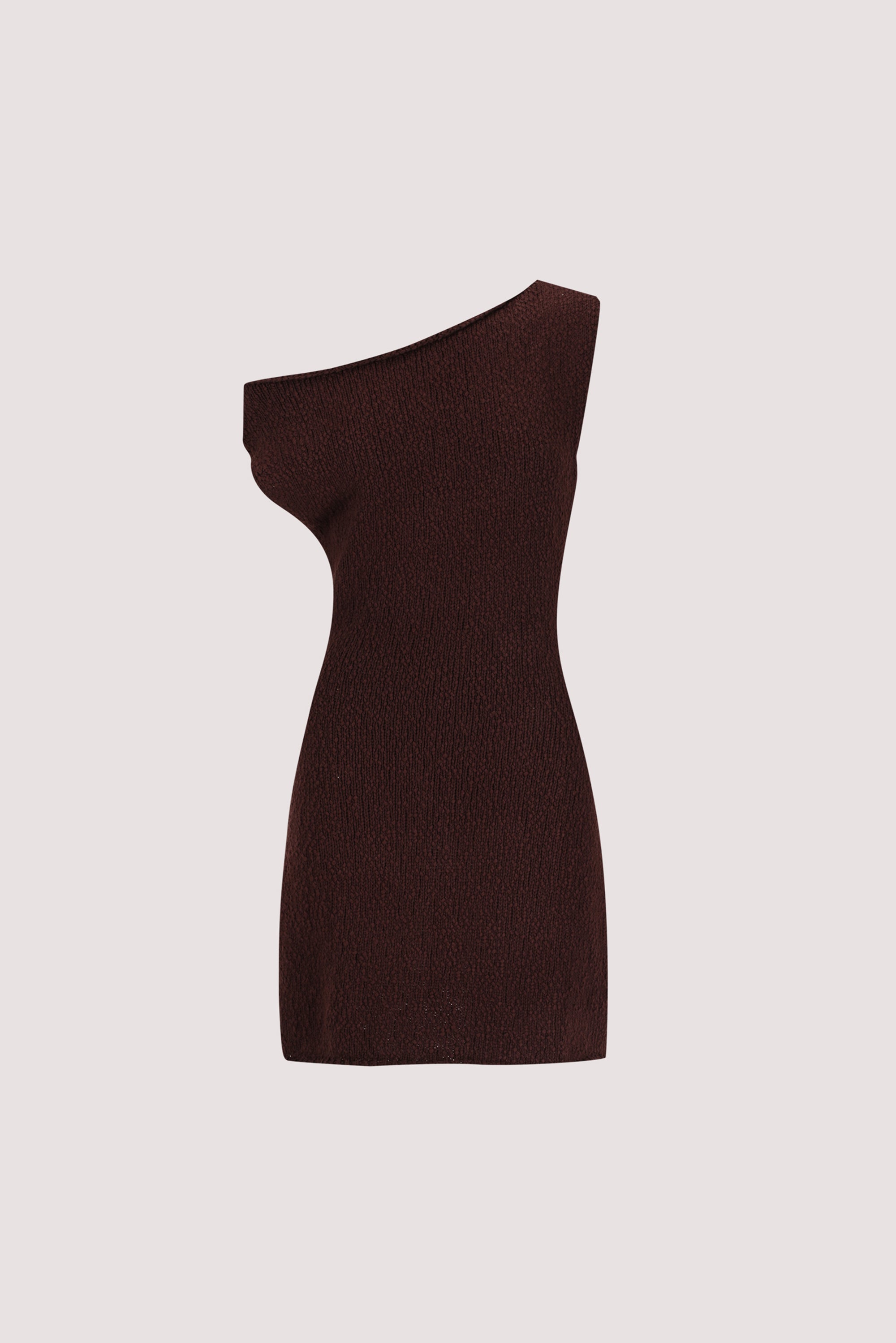 DINA CHOC ASYM KNIT MINI DRESS