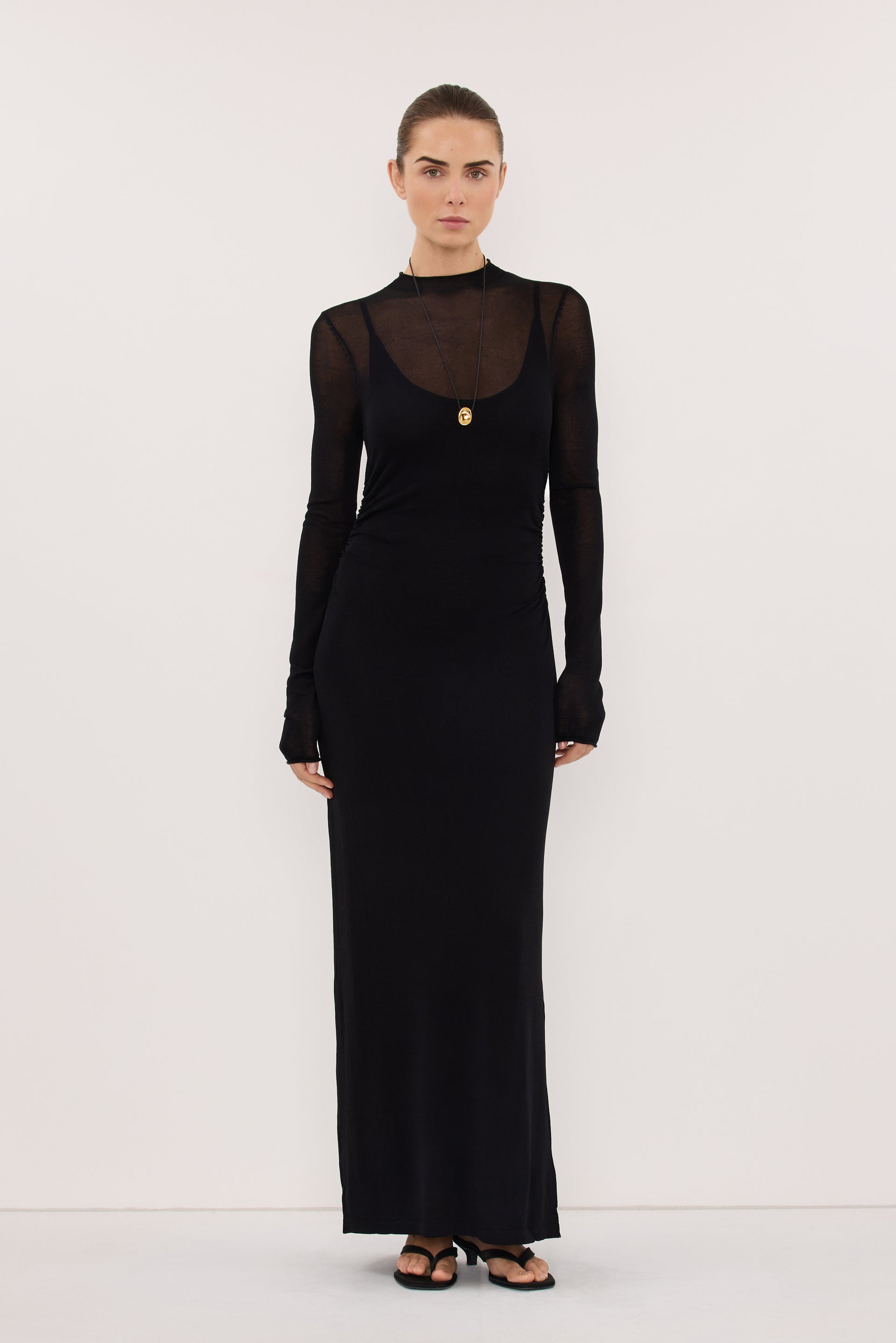 HAZEL BLACK LONG SLEEVE KNIT DRESS – DISSH
