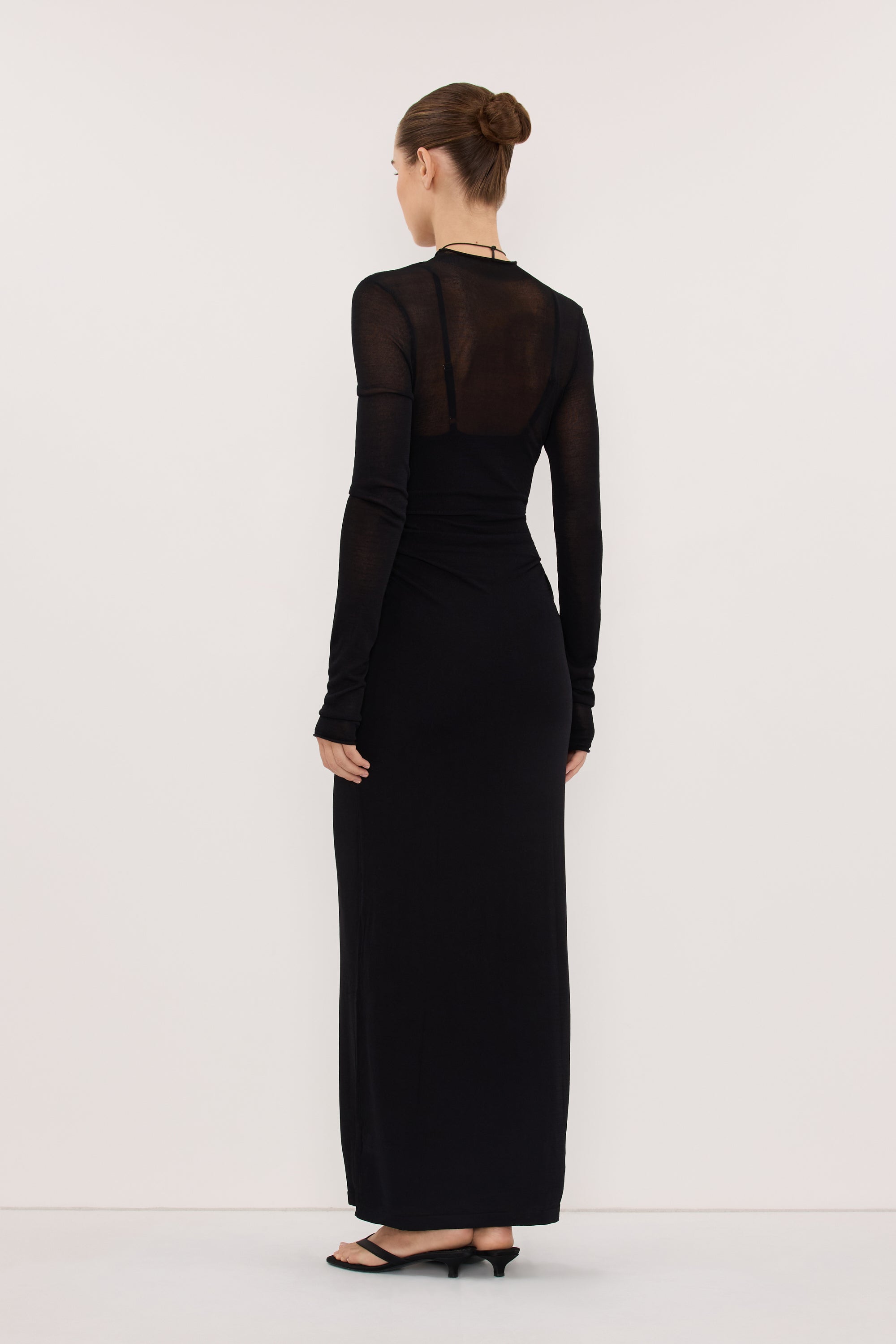 HAZEL BLACK LONG SLEEVE KNIT MIDI DRESS