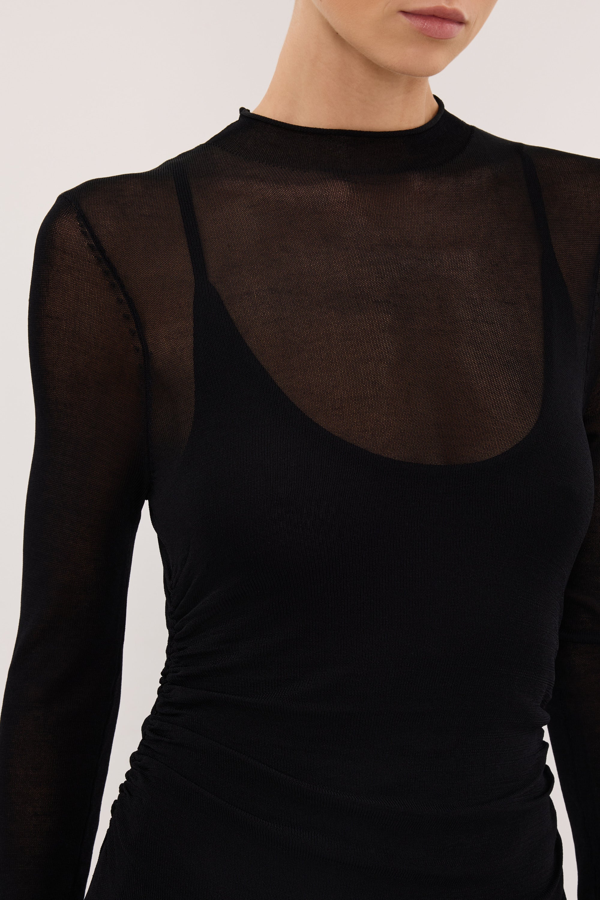 HAZEL BLACK LONG SLEEVE KNIT DRESS – DISSH