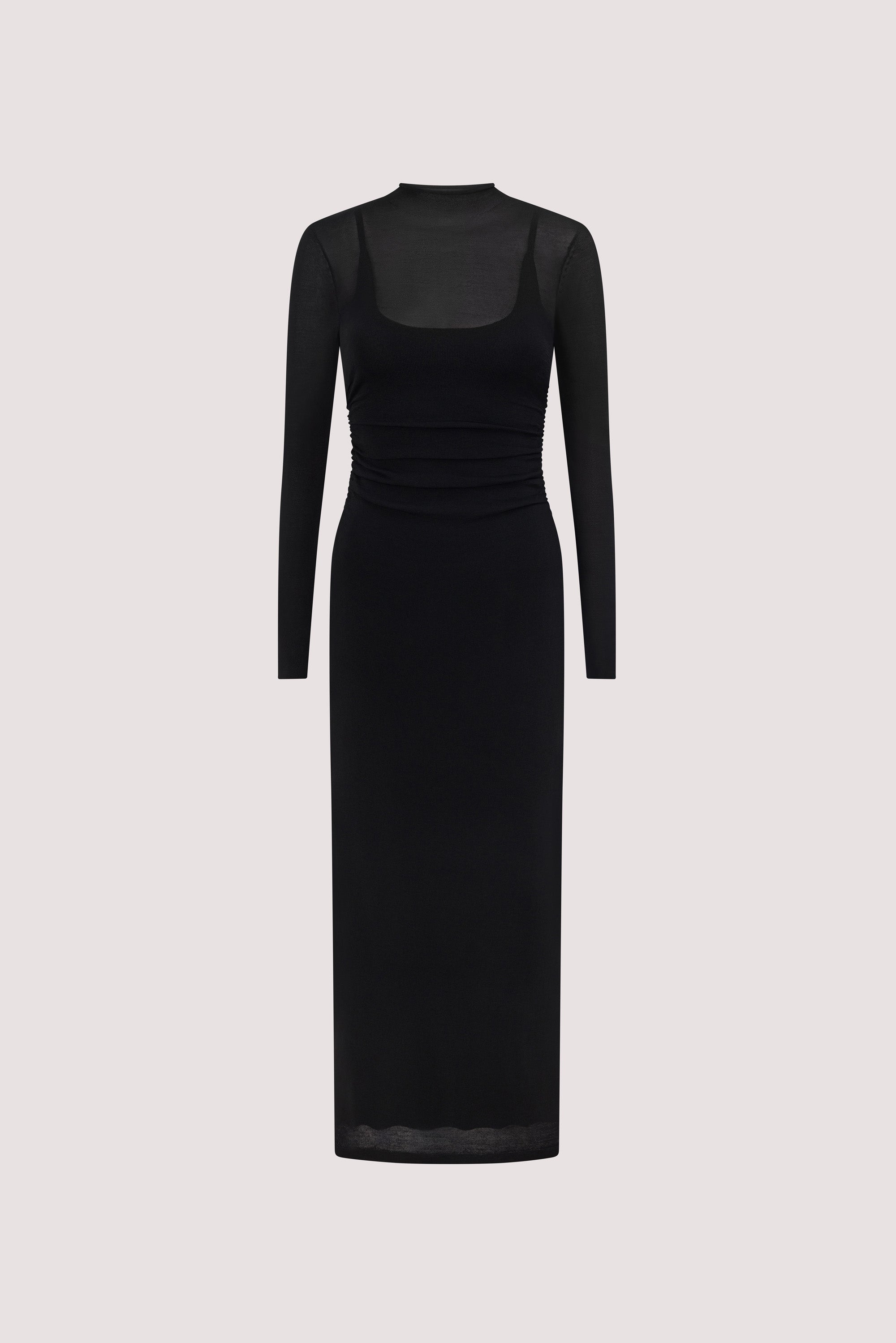 HAZEL BLACK LONG SLEEVE KNIT DRESS  DISSH