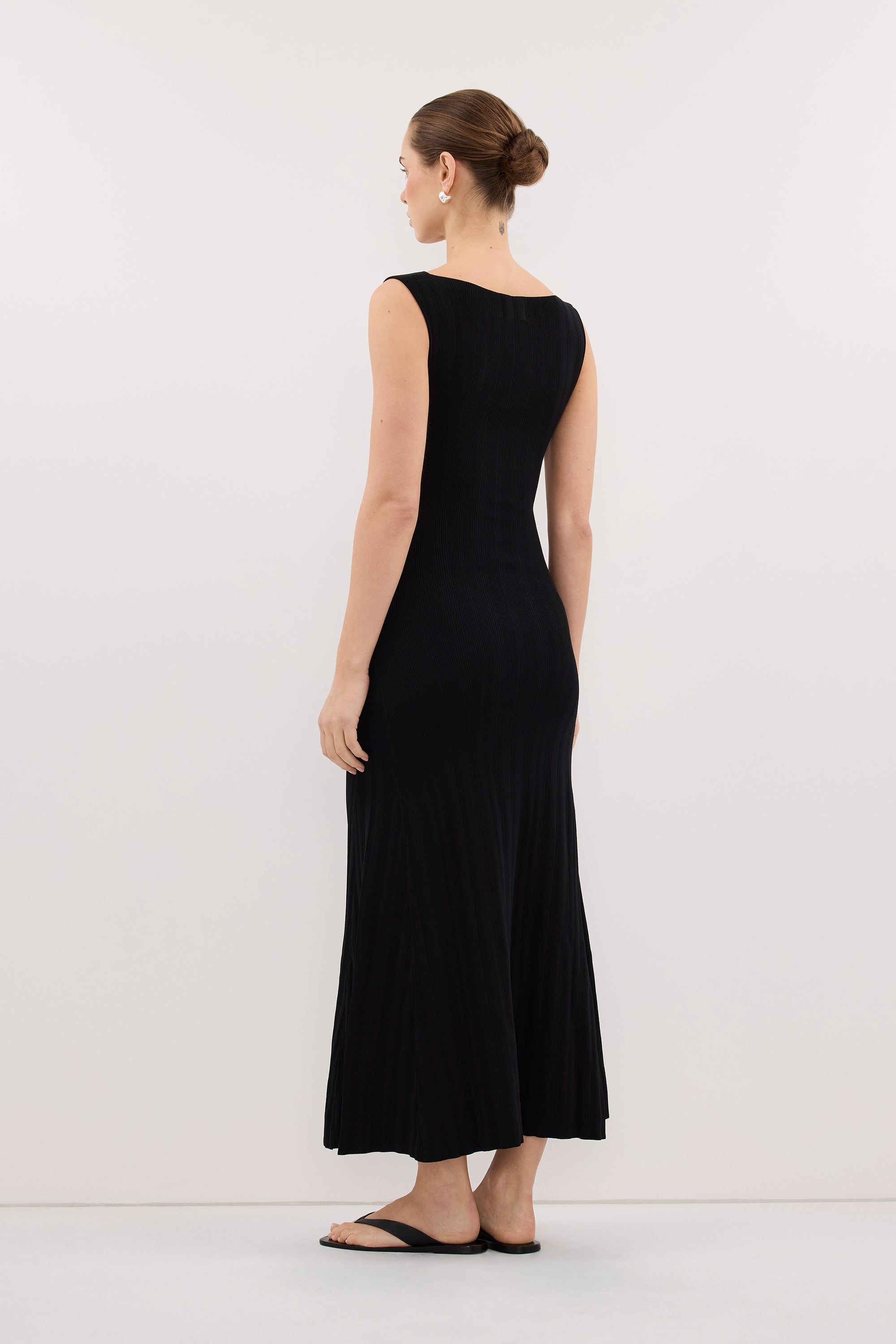 ribbed dress maxi ASOS DESIGN long sleeve open back in brown Fit Model Info Height The Luxe Rib Maxi Dress