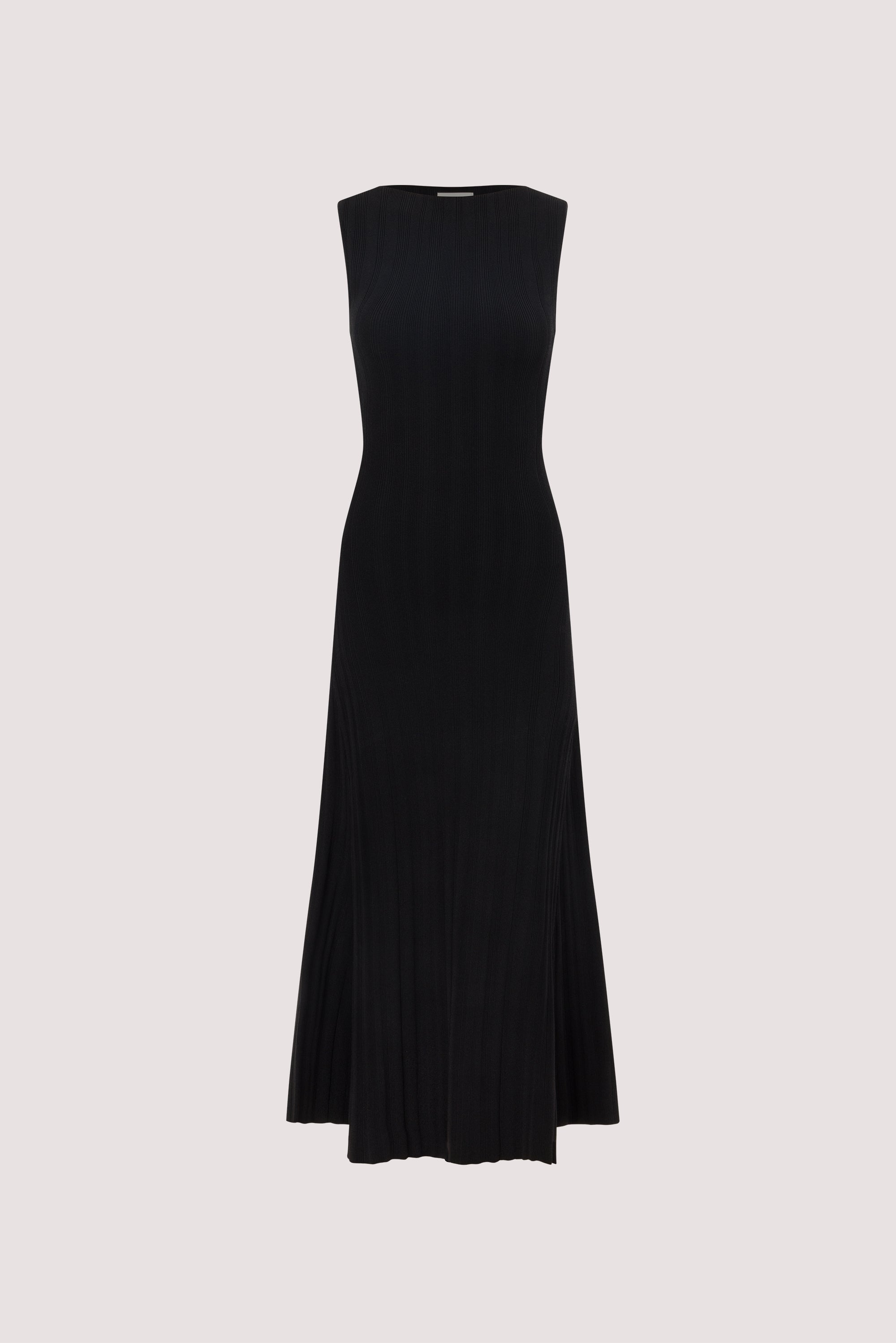 DOVE BLACK SLEEVELESS RIBBED KNIT MAXI DRESS
