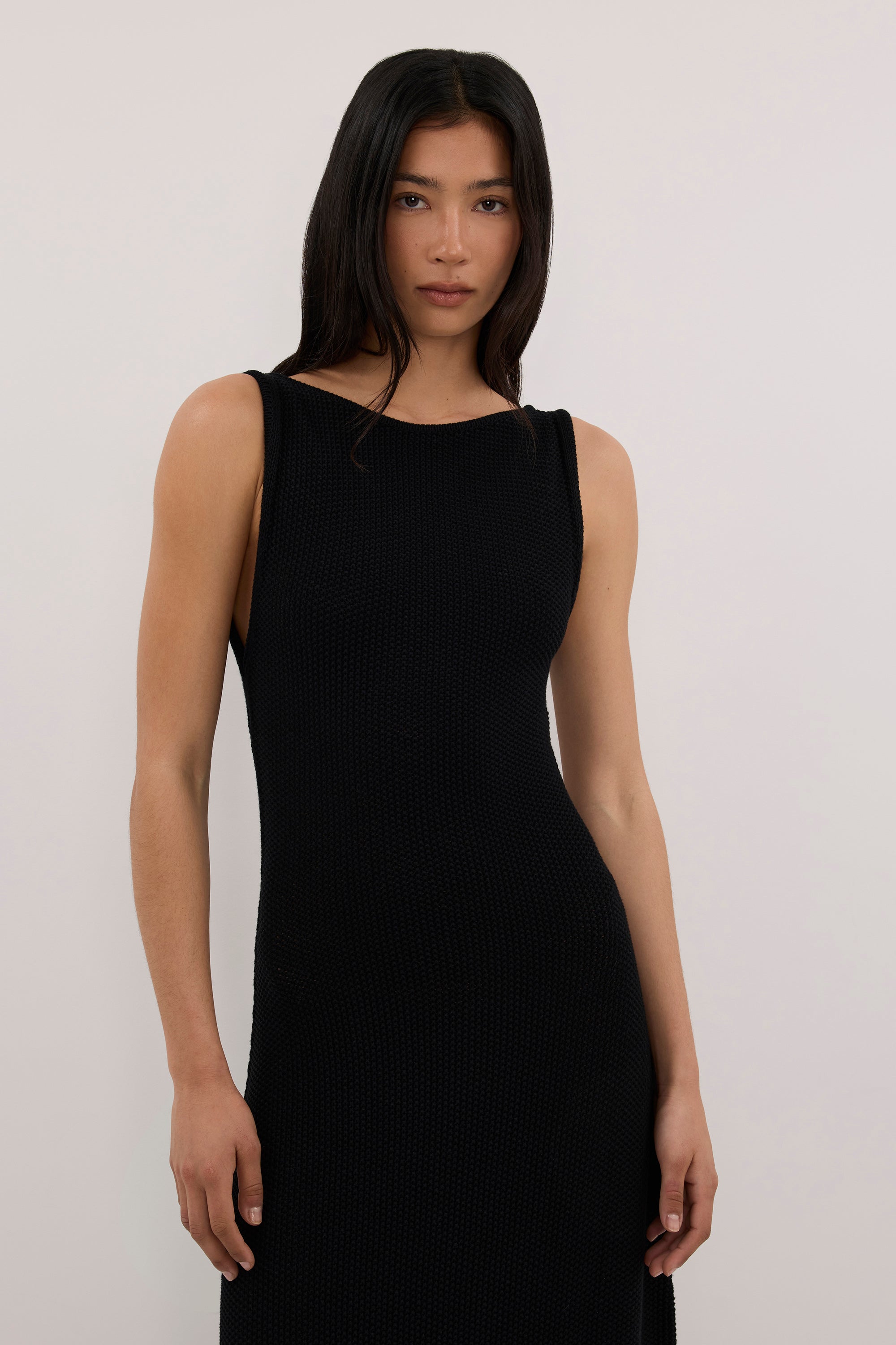 BENETTE BLACK FRINGE MAXI DRESS