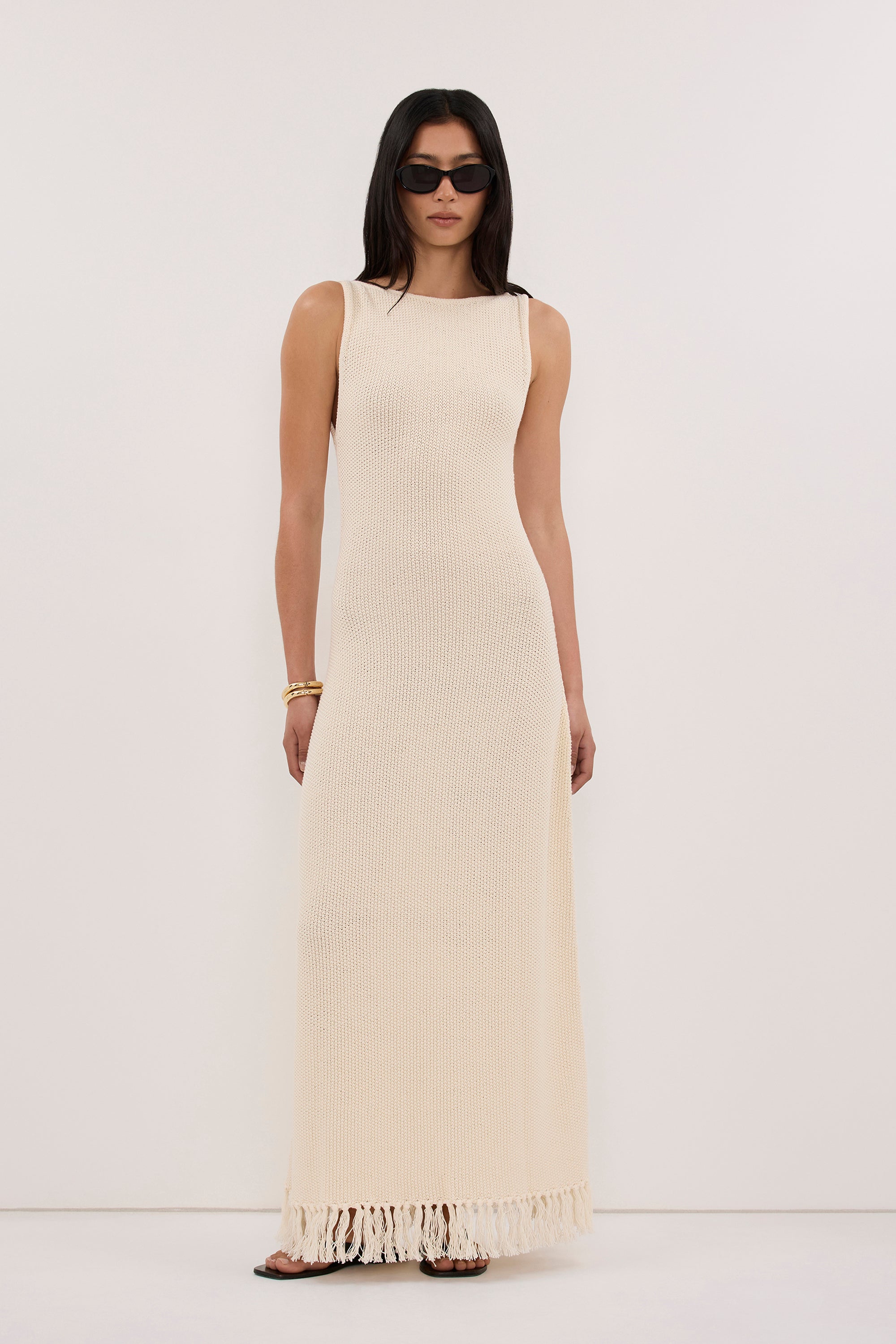 BENETTE NATURAL FRINGE MAXI DRESS