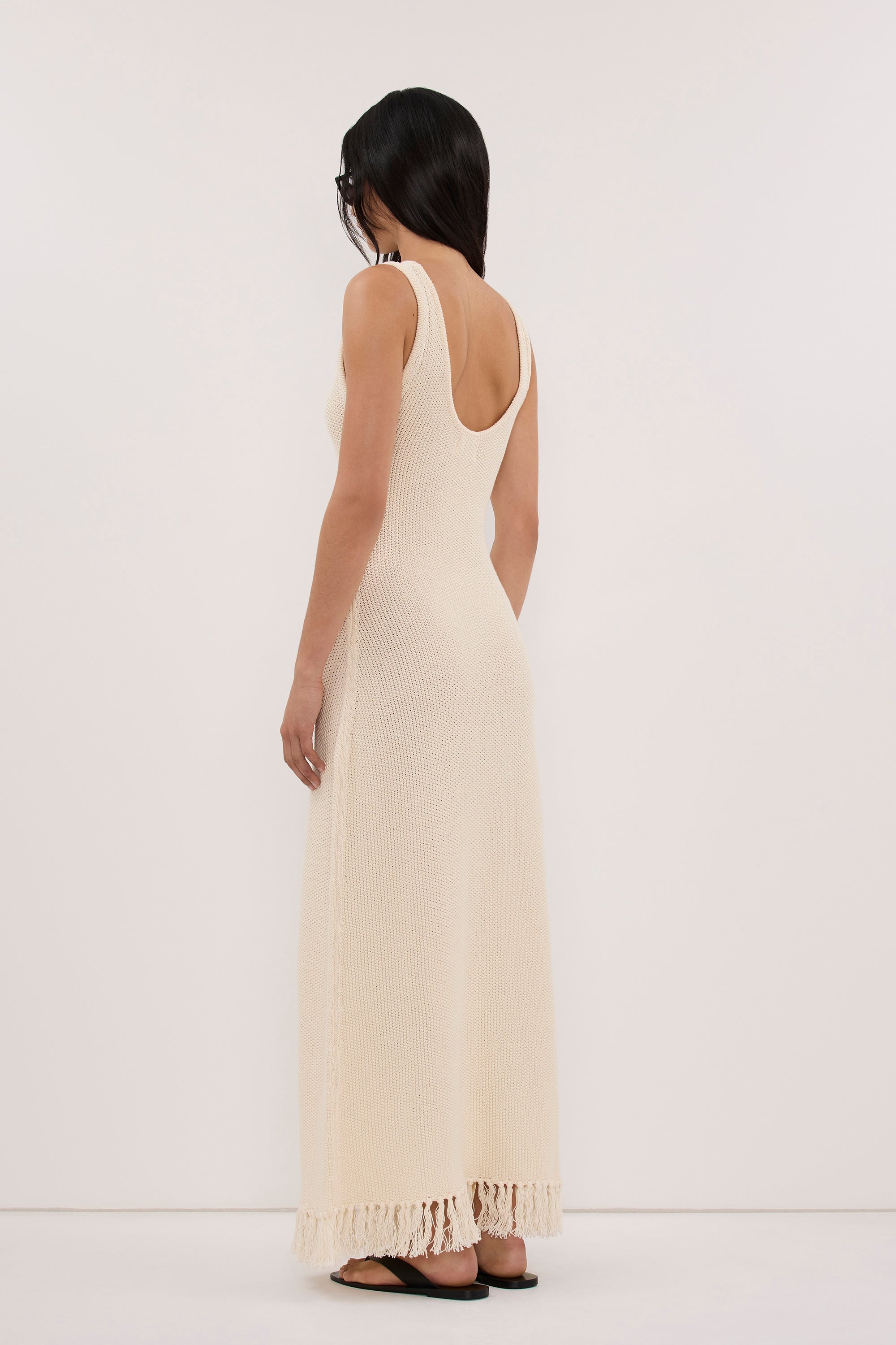 BENETTE NATURAL FRINGE MAXI DRESS