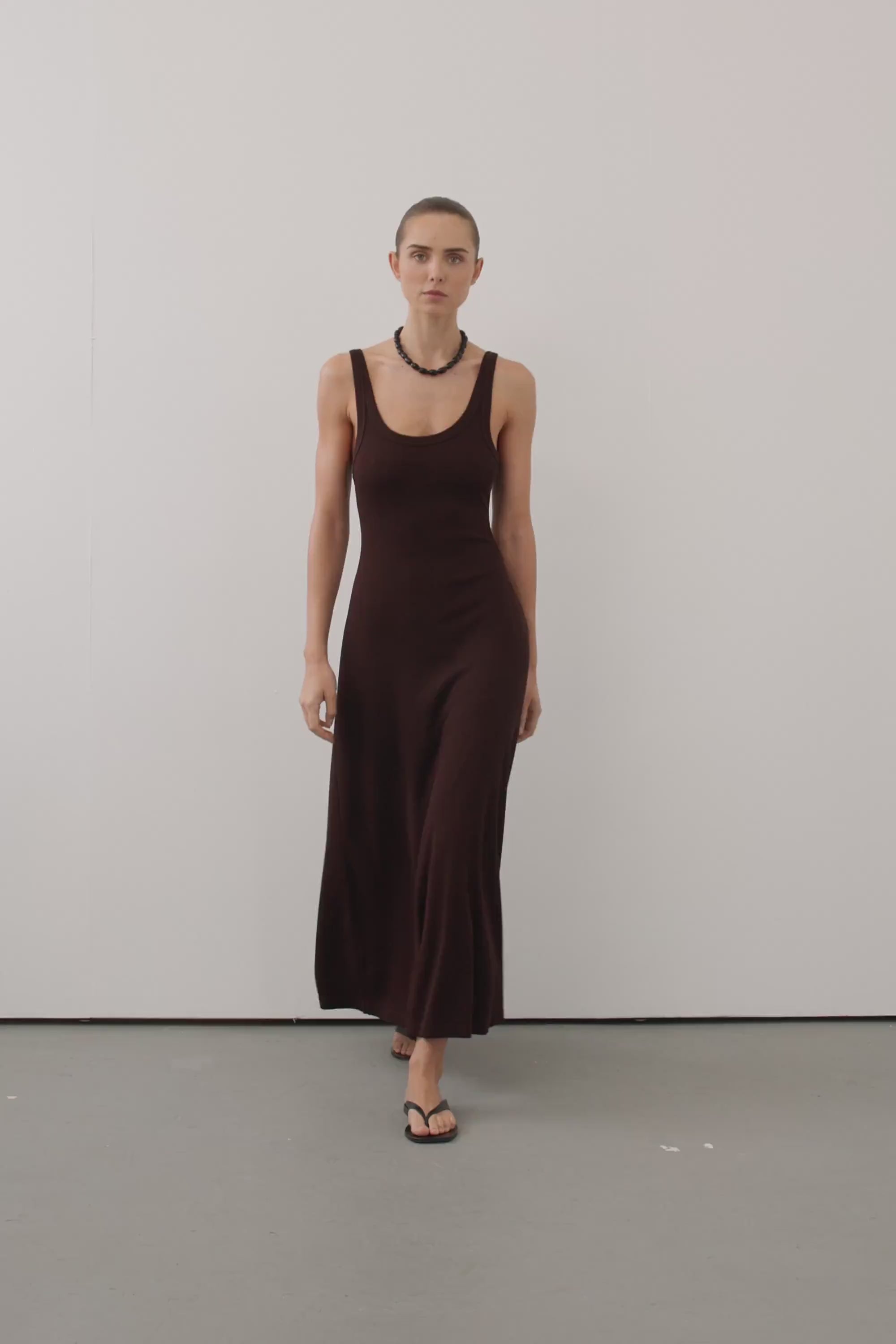 dissh dress brown DARCY BITTER CHOC SILK MAXI DRESS  DISSH