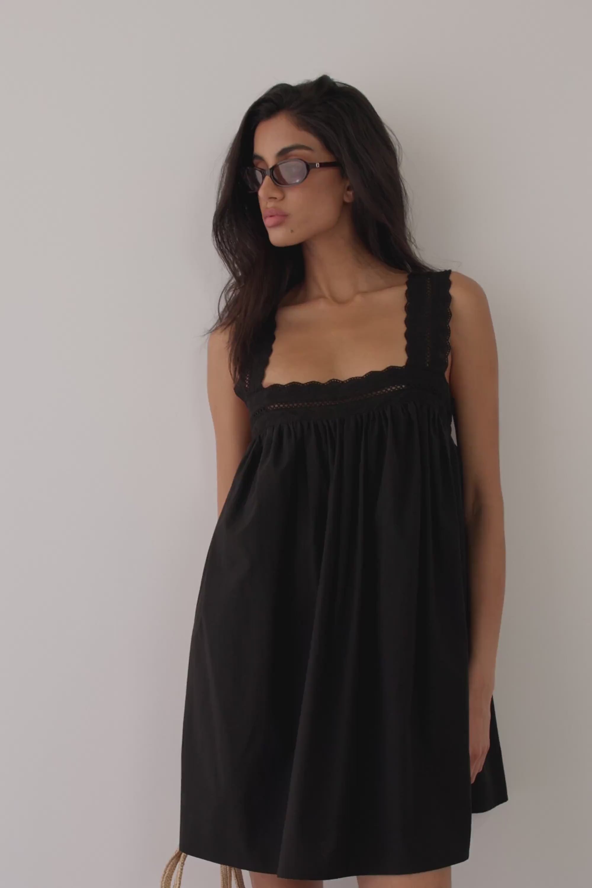 MIRANDA BLACK LACE TRIM MINI DRESS – DISSH