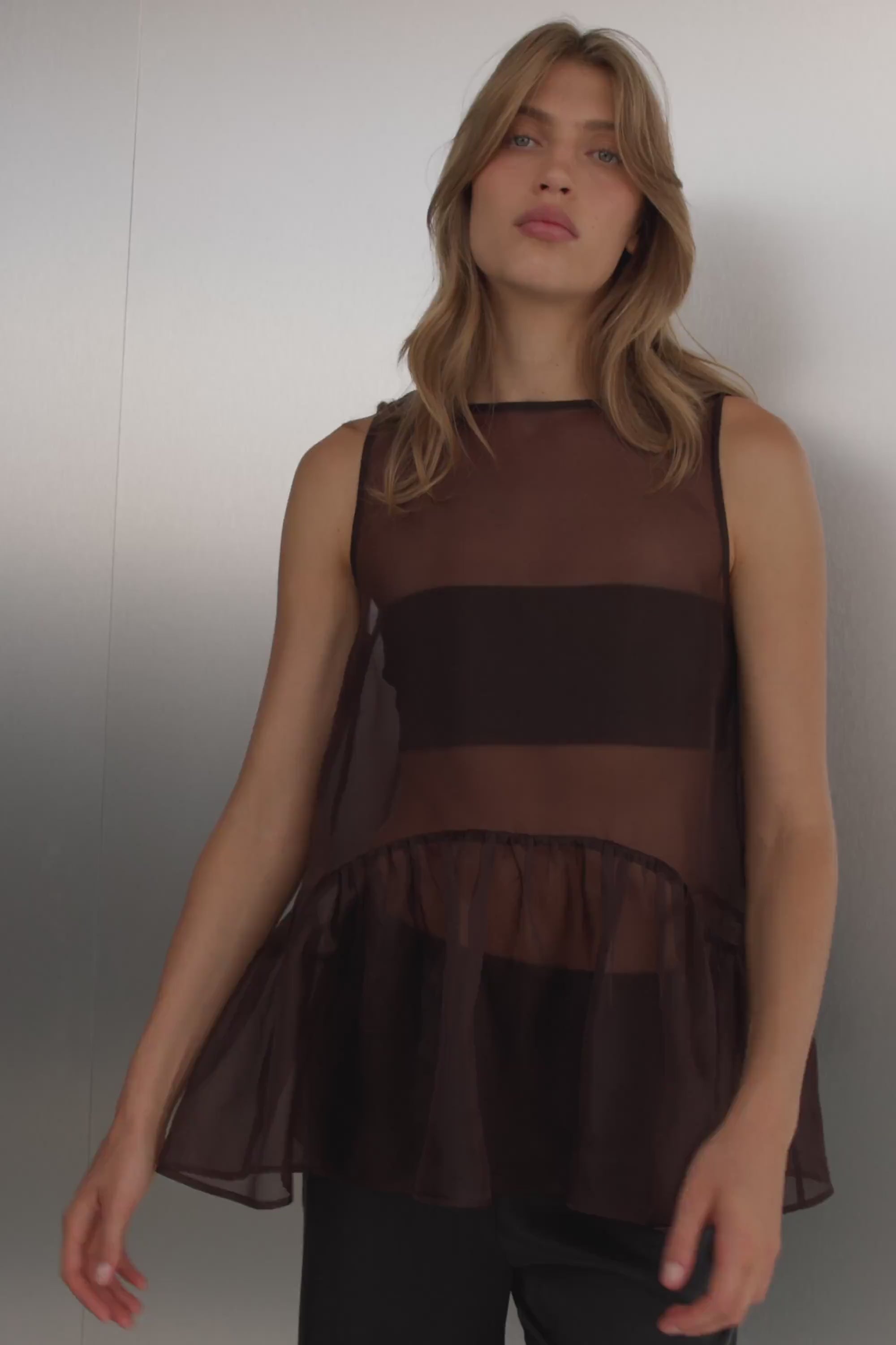 SIAN DK CHOC ORGANZA DROP WAIST TOP – DISSH