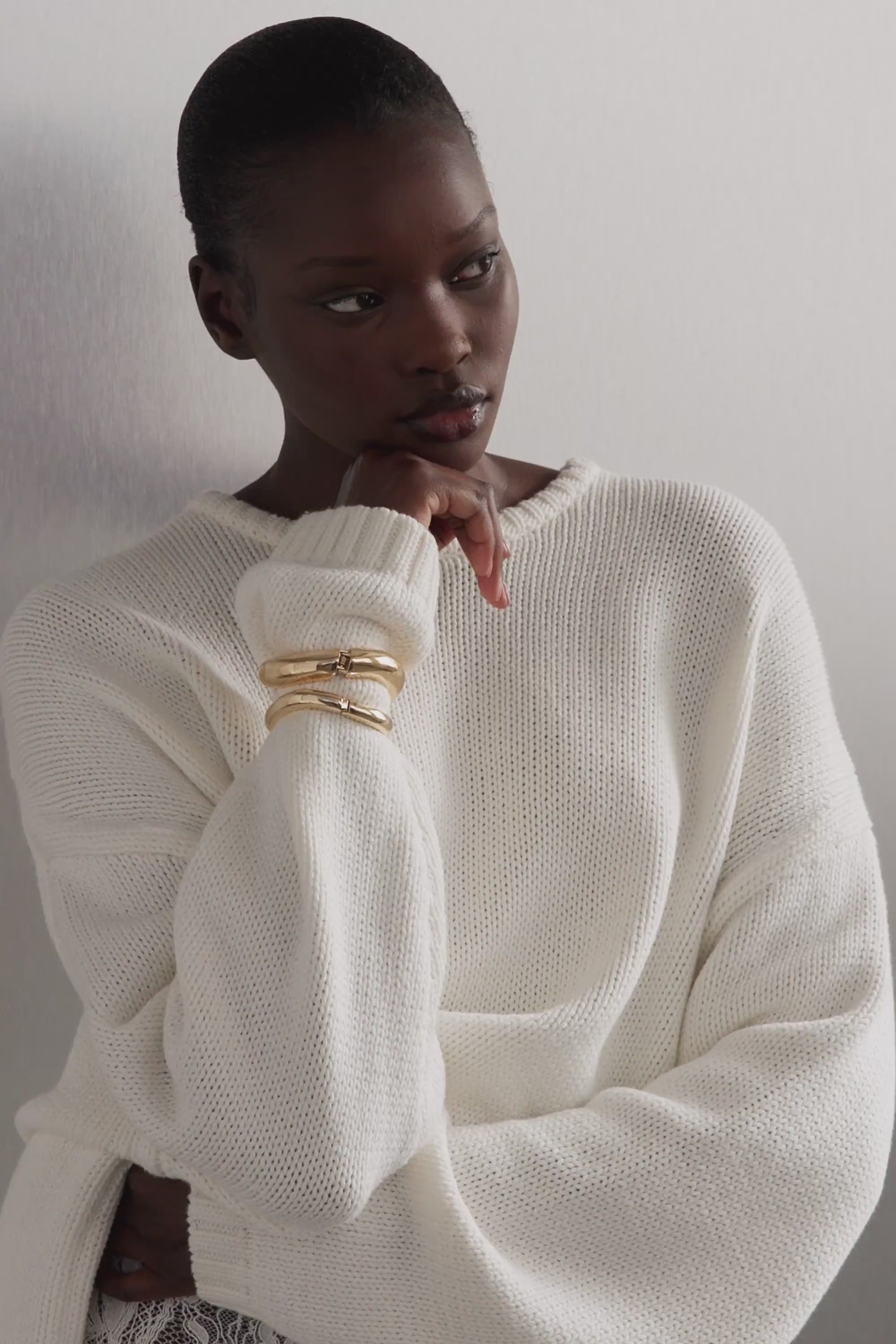 BRYANNA IVORY LONGLINE KNIT JUMPER – DISSH