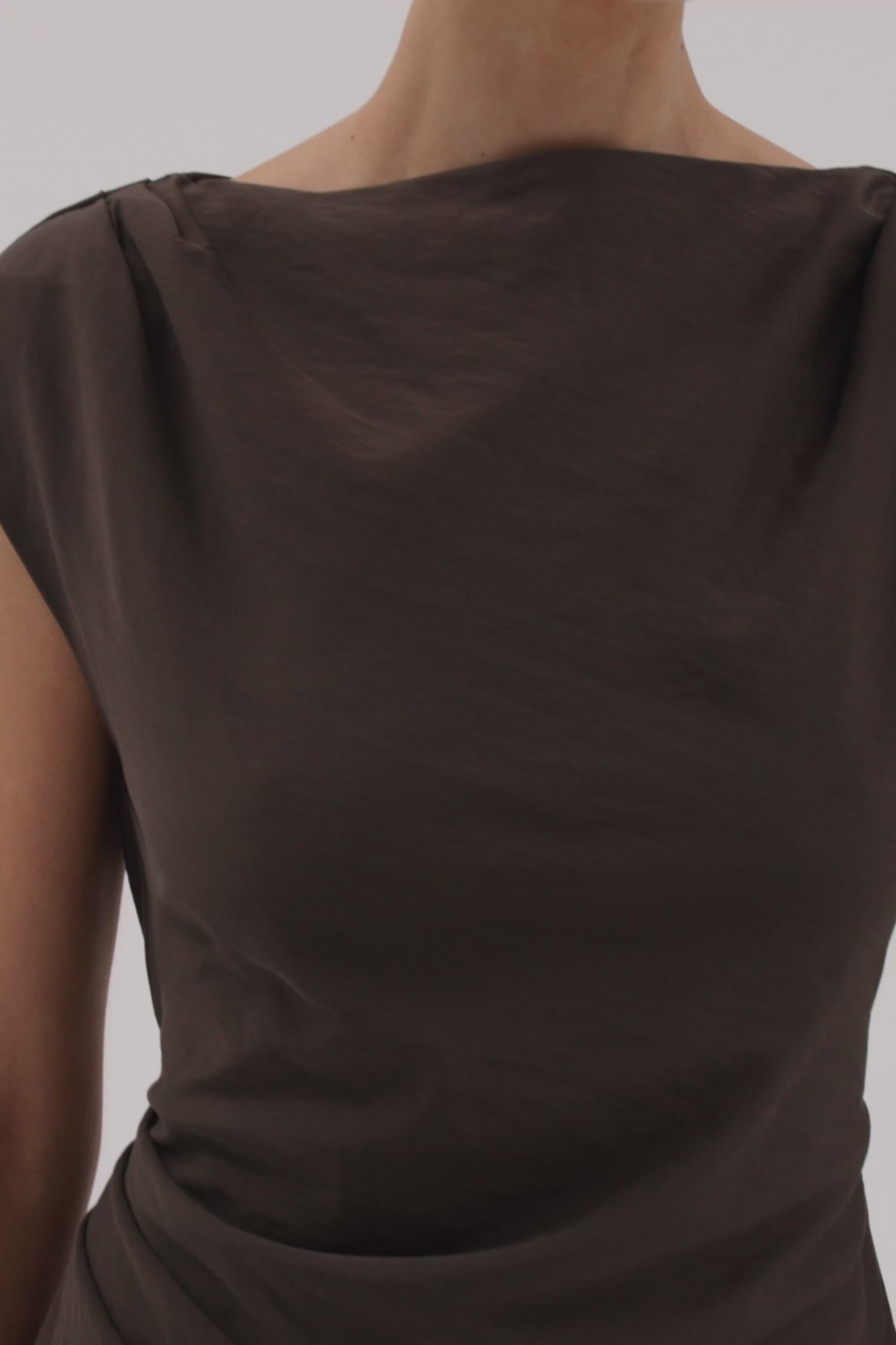 MARMO CHOCOLATE DRAPED MINI DRESS – DISSH