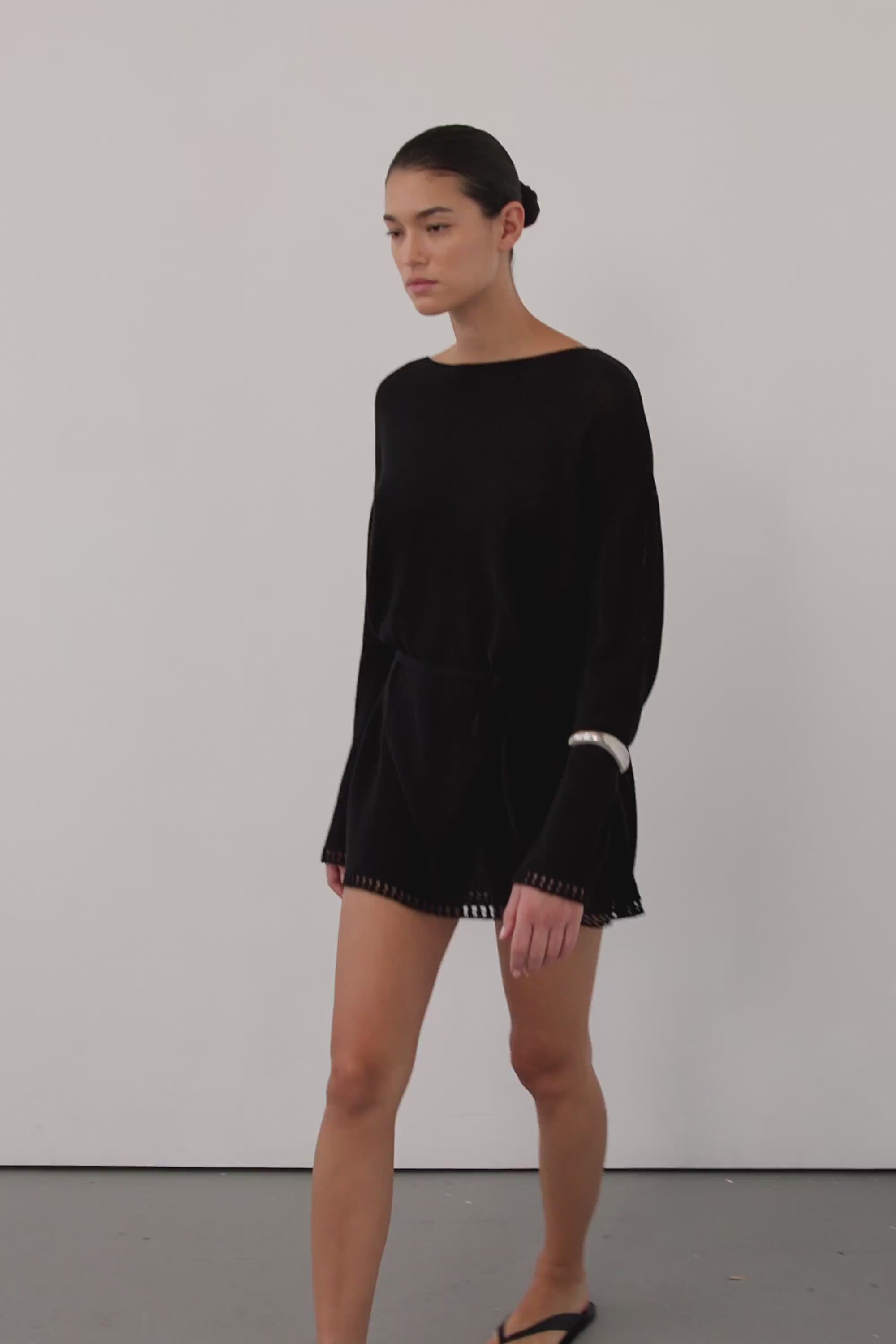 open knit halter dress Deia Sheer Knit Halter Mini Dress – Madida Clothing main image 0