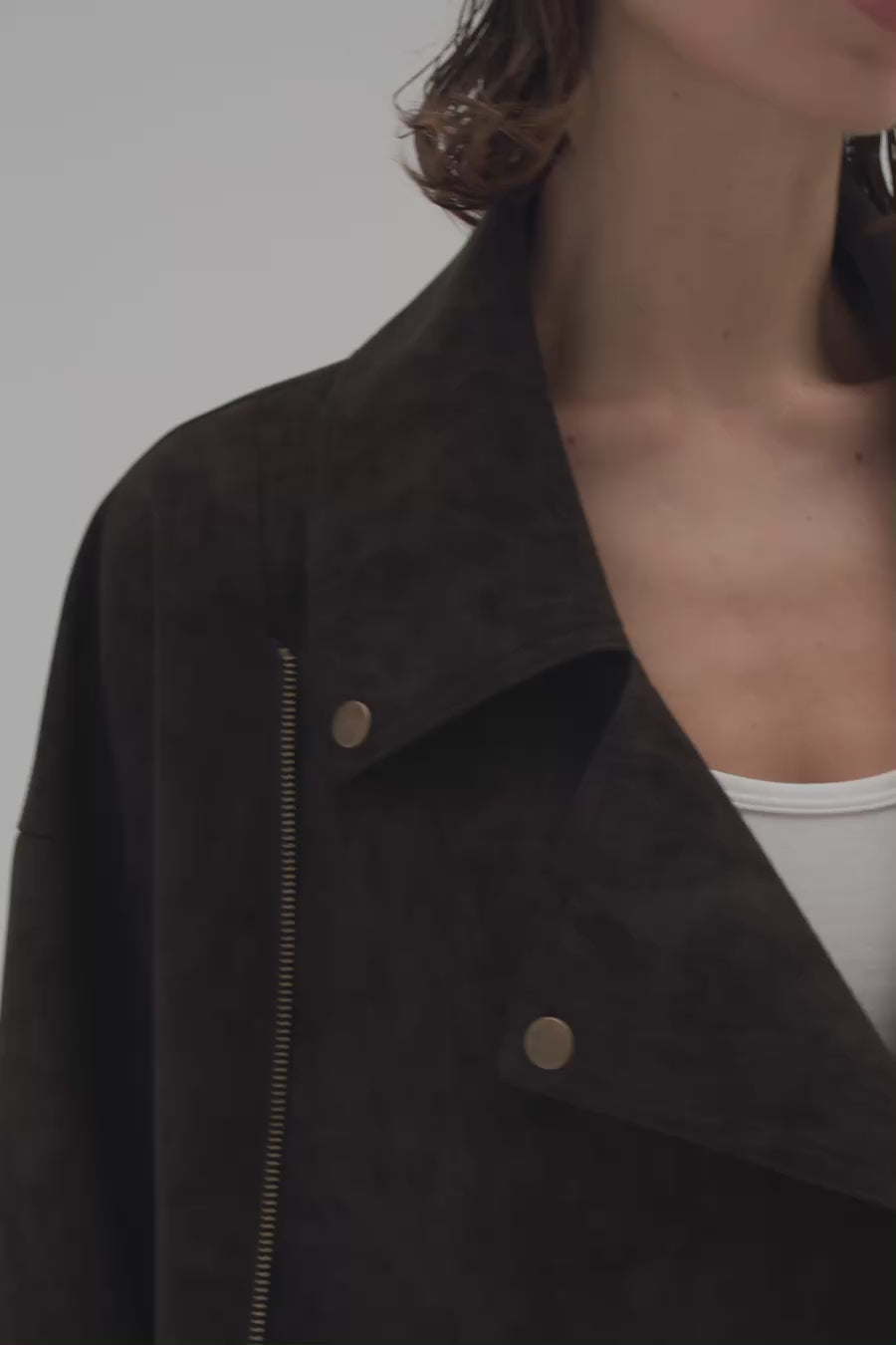 OAKLAND CHOC FAUX SUEDE LONG JACKET – DISSH