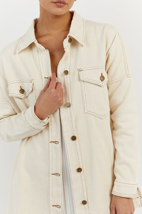 PERI CREAM DENIM SHACKET Dissh - Main Image