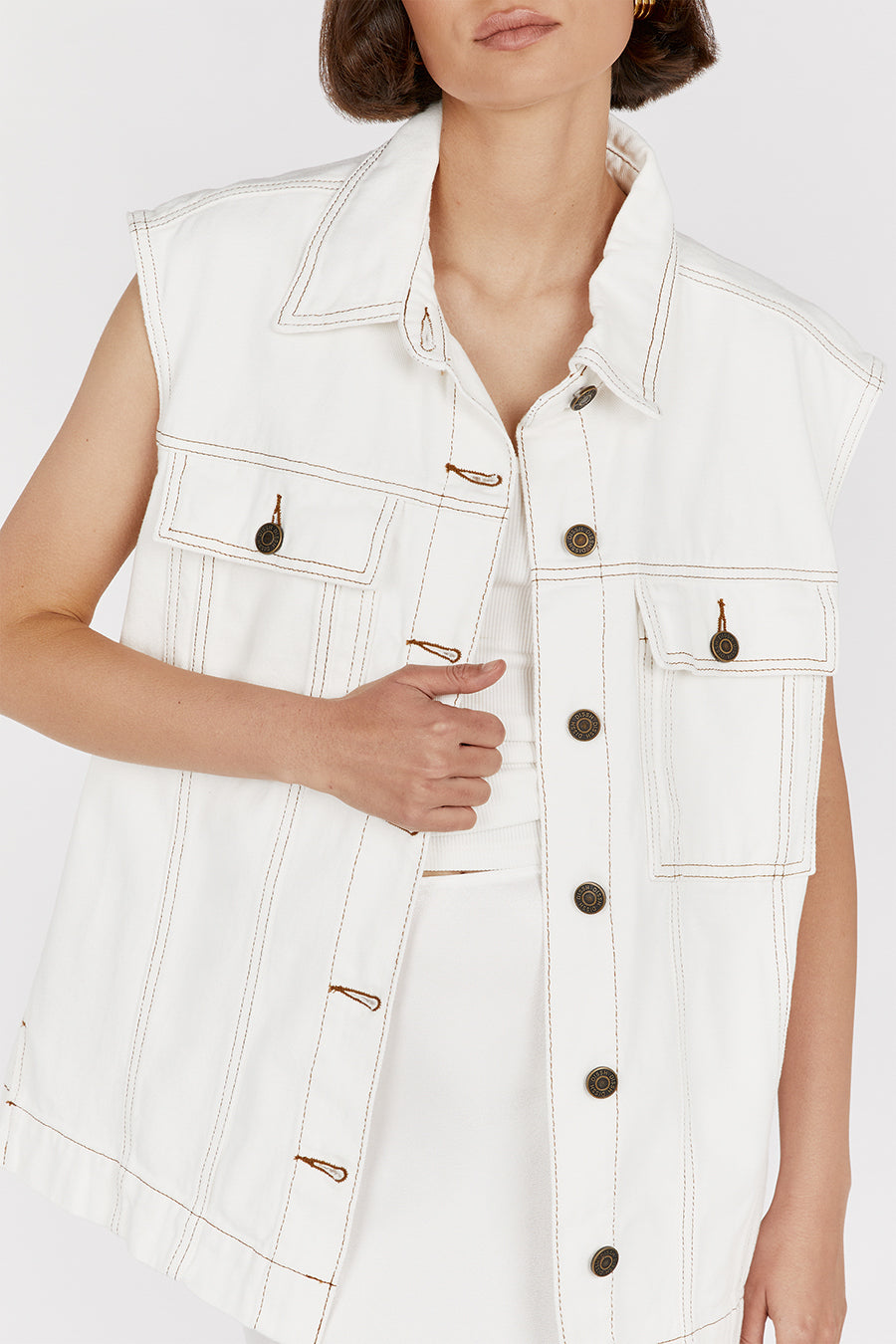Allegra K Women's Sleeveless Drawstring Waist Detachable Hooded Denim  Jacket Vest : Target
